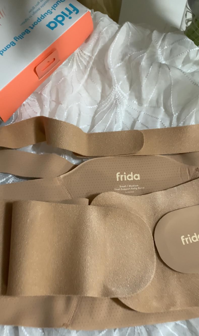 Frida Mom Dual Support Pregnancy Belly Band S/M, Maternity Belly Band with Ultimate Support Back, Hip & Pelvic, Adjustable, Lightweight, Breathable & Comfy, Supports Bump as Baby Grows, Cocoa customer photo 1