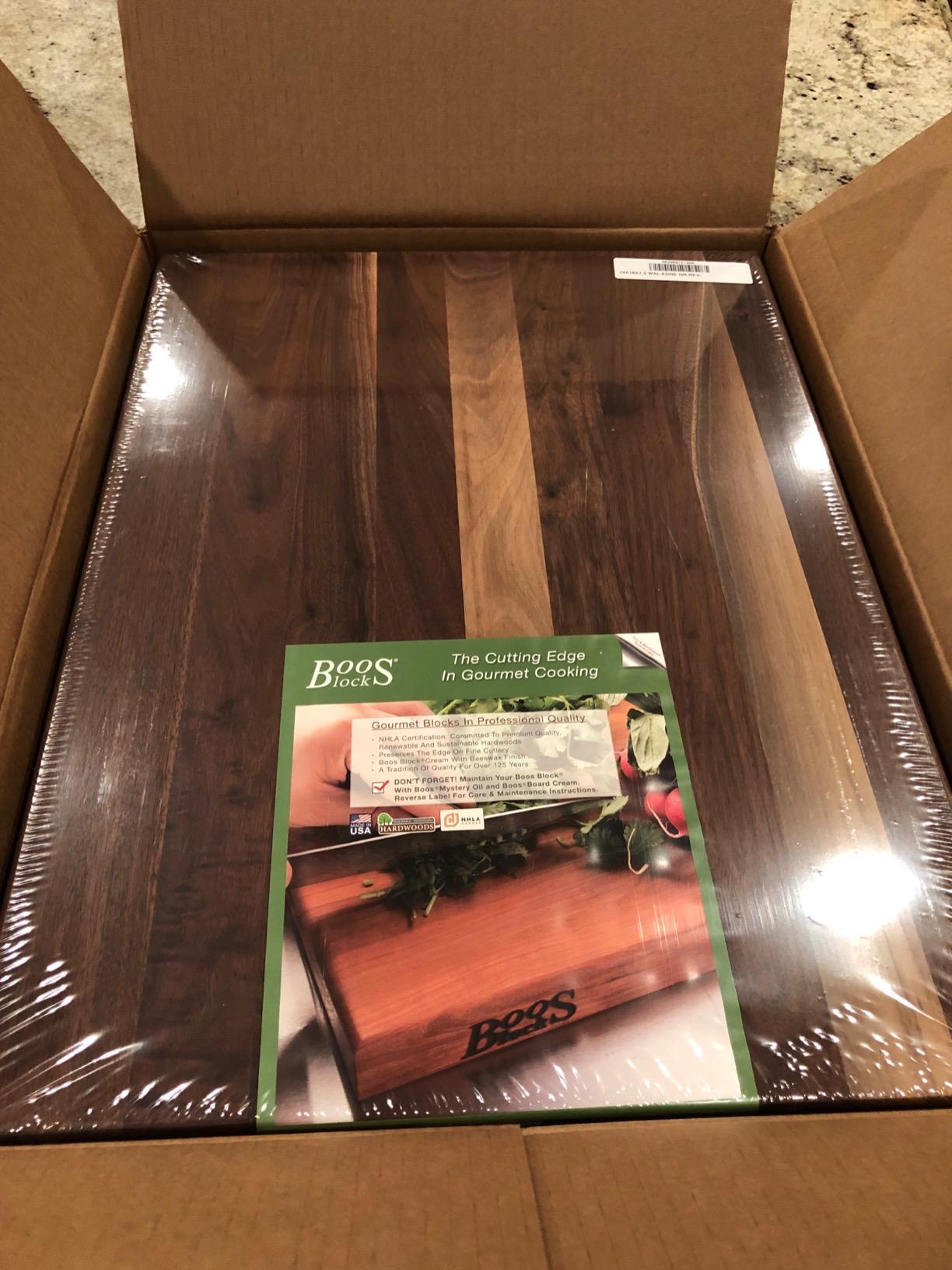 John Boos R-Board Series Rectangular Wooden Maple Cutting Board 24x18 - 1.5 Inch Thick, 18-lb Reversible Butcher Block with Edge-Grain and Finger Grips - Made in the USA customer photo 1