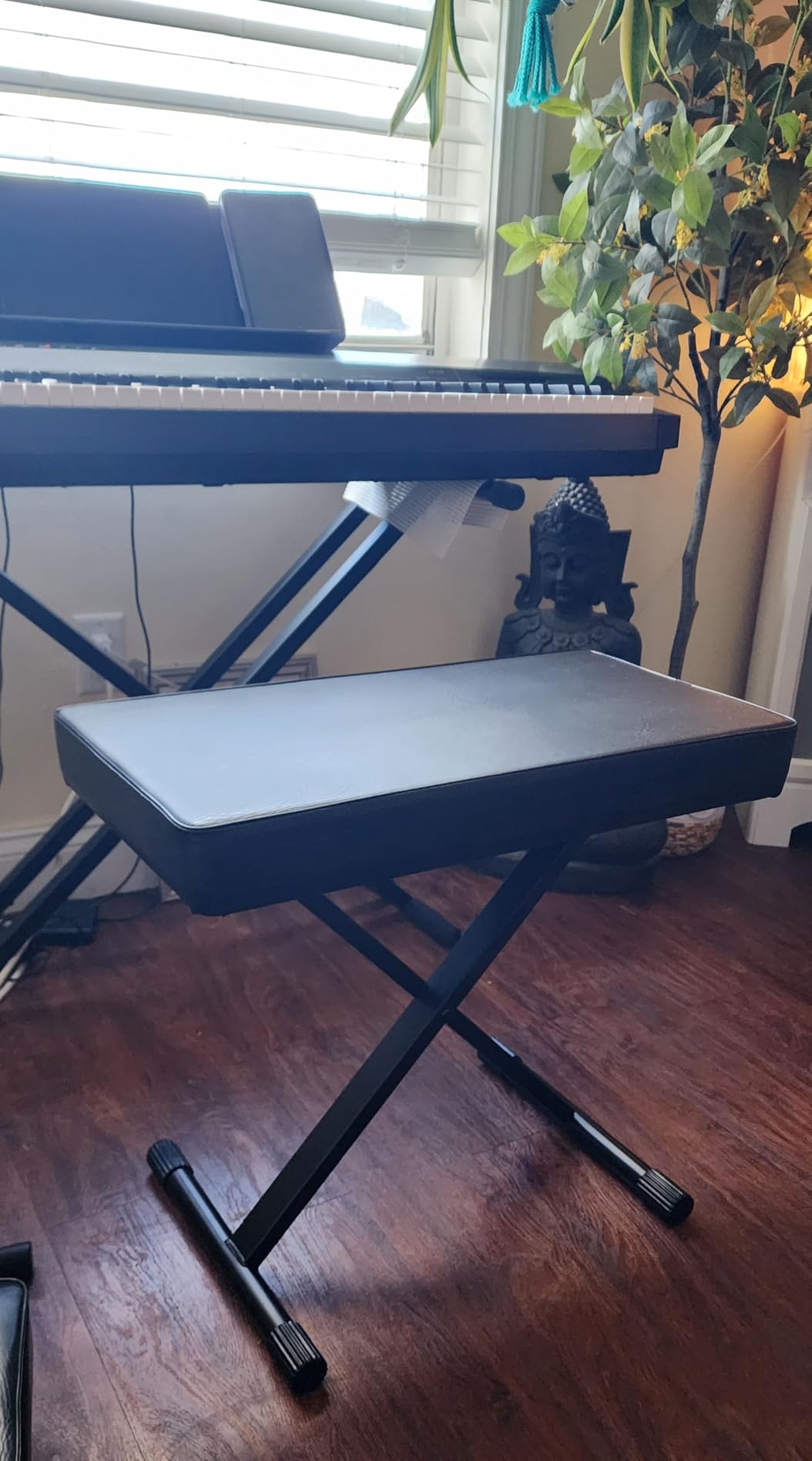 OnStage KT7800+ Deluxe X-Style Keyboard Bench (Portable, Folding, Seating for Keyboards, Synths, Organs, Digital Pianos, Height Adjustable, Padded, Cushioned, Metal Base, Nonslip Rubber Feet, Black) customer photo 1