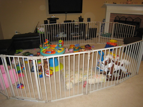 Toddleroo by North States - 3 In 1 Metal Superyard Baby Play Yard: 6 Panel Playpen, Safety Gate, or Extra Wide Baby Fence - Encloses Up to 10 Square Feet - 30 Inches Tall - Taupe customer photo 1