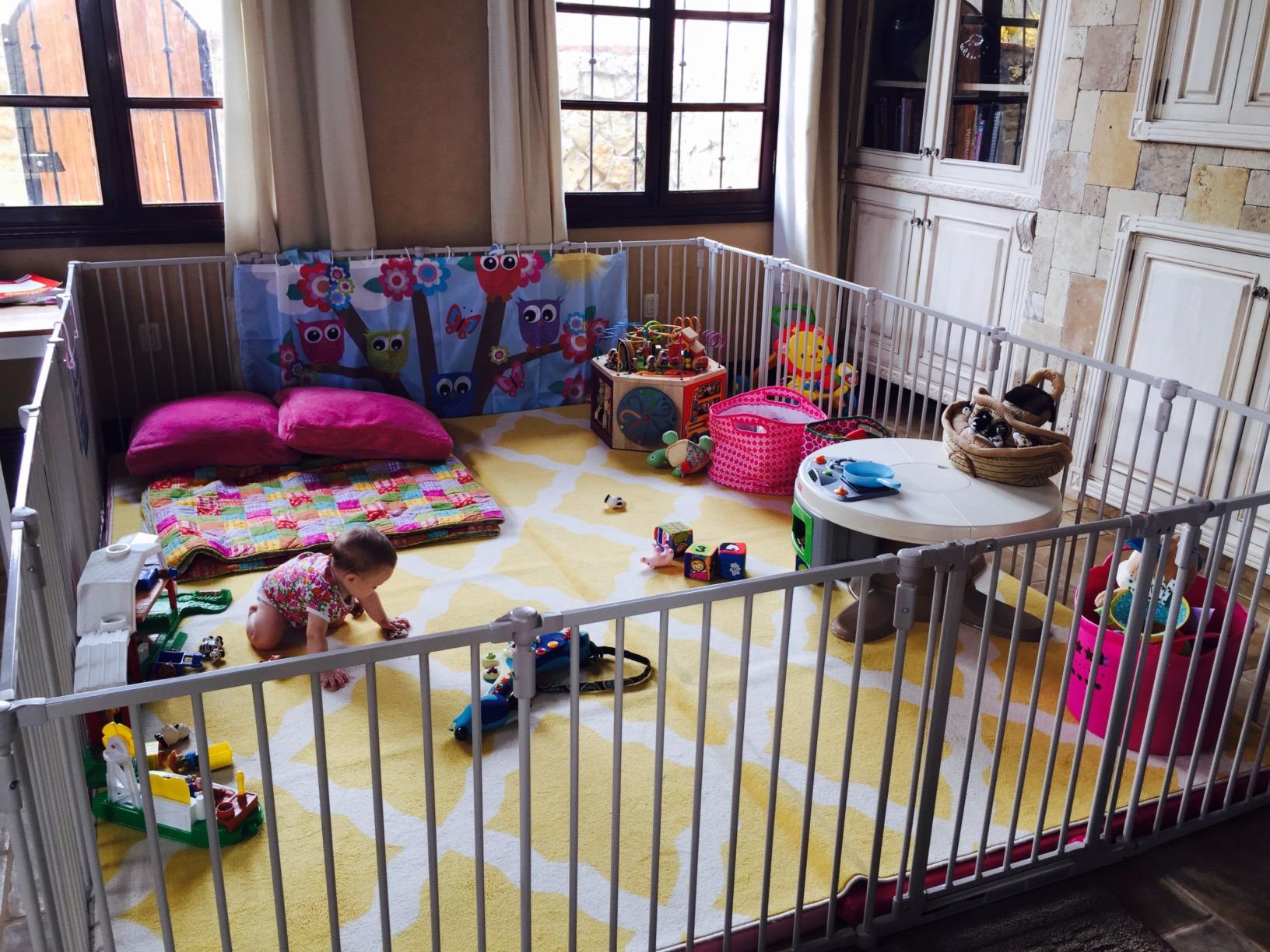 Toddleroo by North States - 3 In 1 Metal Superyard Baby Play Yard: 6 Panel Playpen, Safety Gate, or Extra Wide Baby Fence - Encloses Up to 10 Square Feet - 30 Inches Tall - Taupe customer photo 2