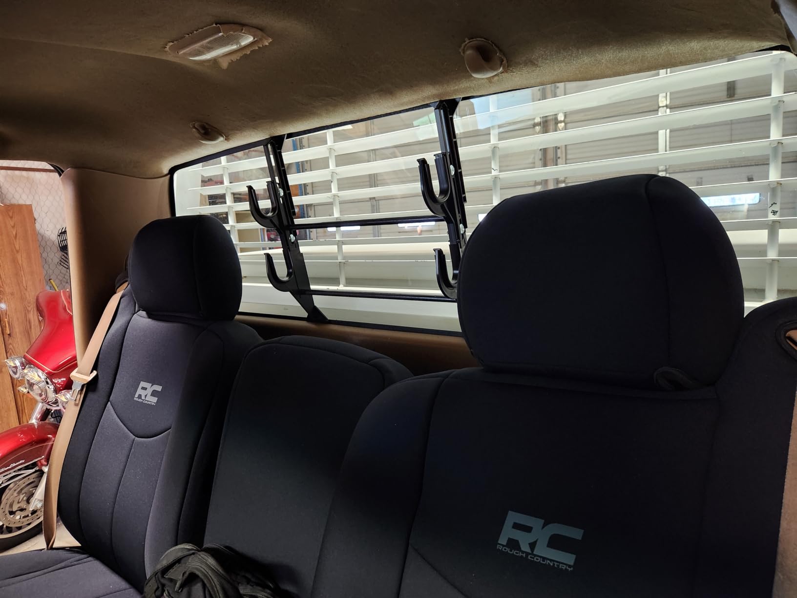 Allen Company Molded Truck Gun Rack for Rear Window - Gun Holder for Two Shotguns, Rifles, Bows, or Tools - Adjustable 9.5