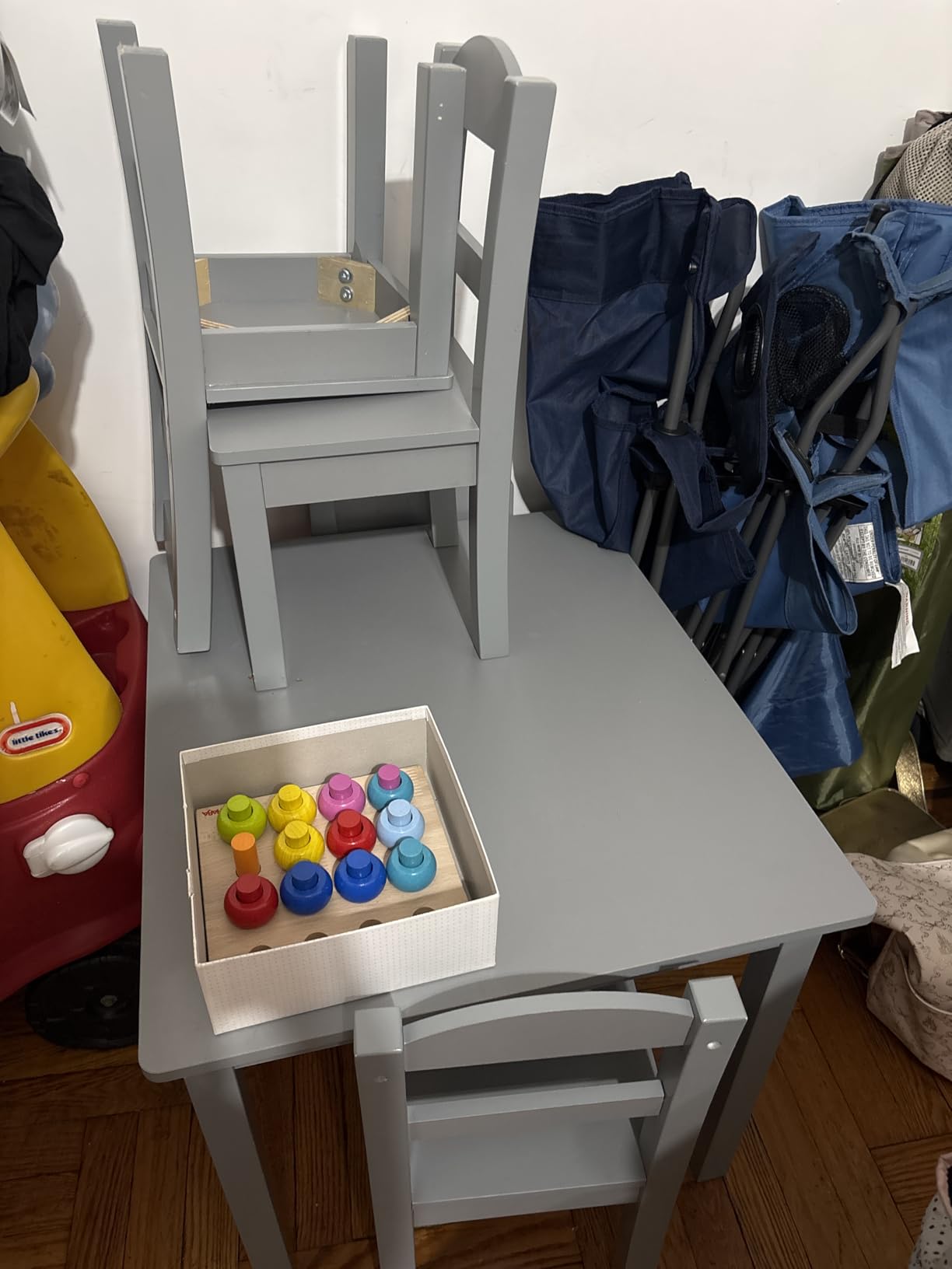 Humble Crew Kids Wooden Table and 4 Chairs Set, Natural/Primary - Kids Table and Chair Set for Toddlers and Children for Arts, Crafts, and Snack Time - Sturdy, Durable Toddler Activity Table customer photo 2