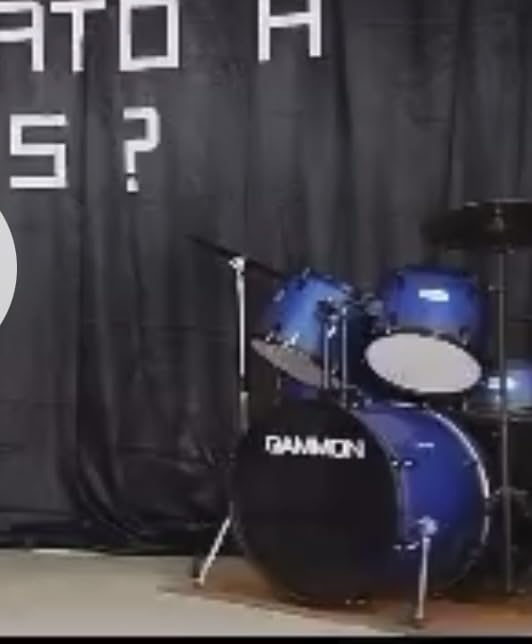 Gammon Percussion Full Size Complete Adult 5-Piece Drum Set with Cymbals, Stands, Stool, and Sticks - Blue customer photo 1