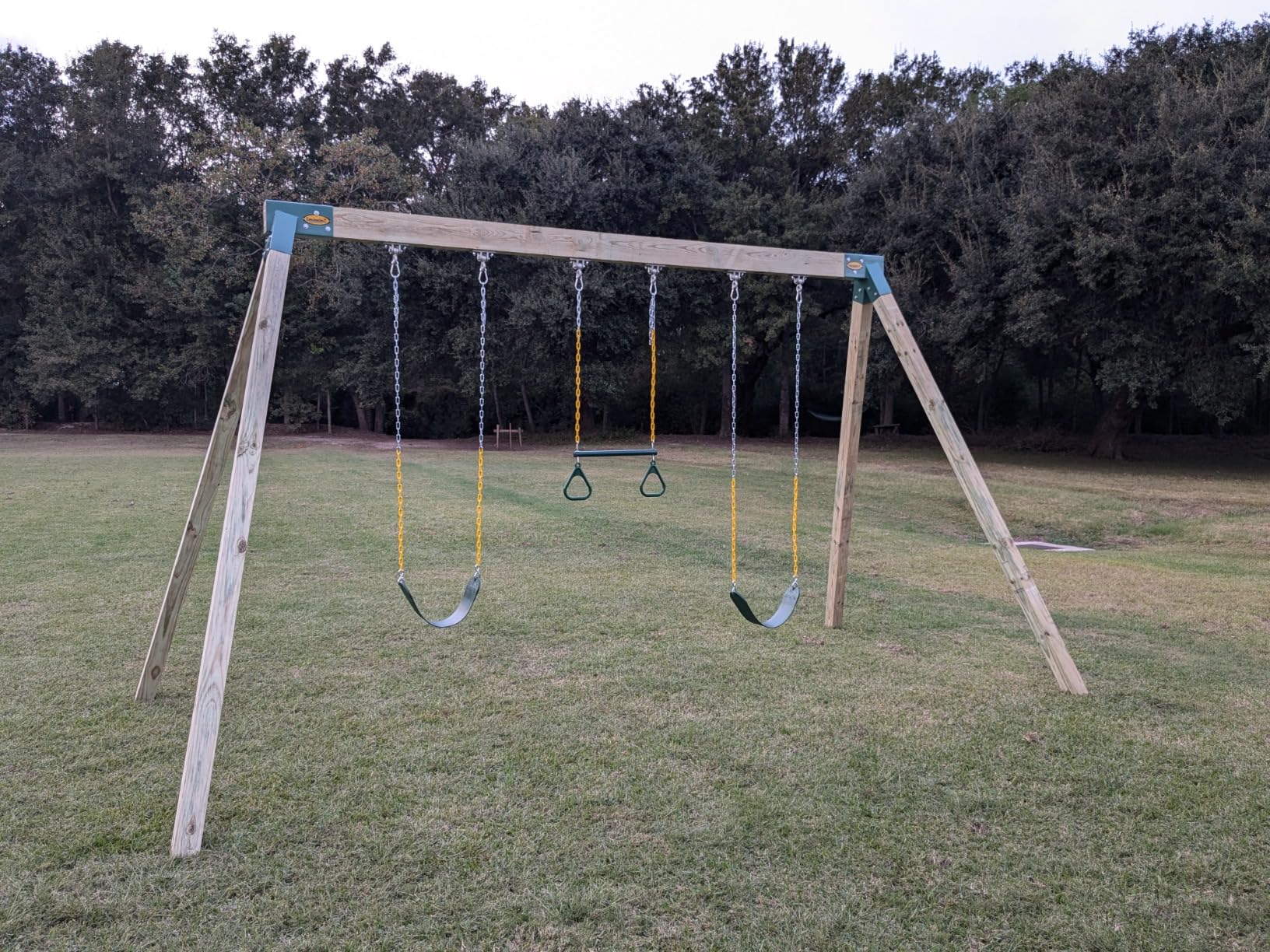 Eastern Jungle Gym DIY Swing Set Hardware Kit with Easy 1-2-3 A-Frame Brackets, Swing Seats, Ring Trapeze Bar and All Assembly Hardware and Instructions - Wood Not Included customer photo 2