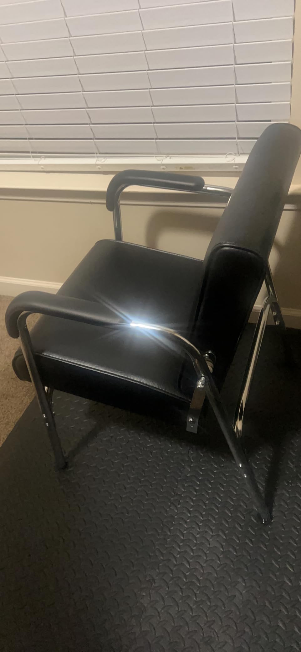 Buy-Rite Kate Auto Reclining Shampoo Chair with Extra Thick Cushion, Heavy Duty Chrome Arms, Black Vinyl, Ergonomic Solid Backrest - Portable Salon Chair for Shampoo Bowls, SY-92272 customer photo 2