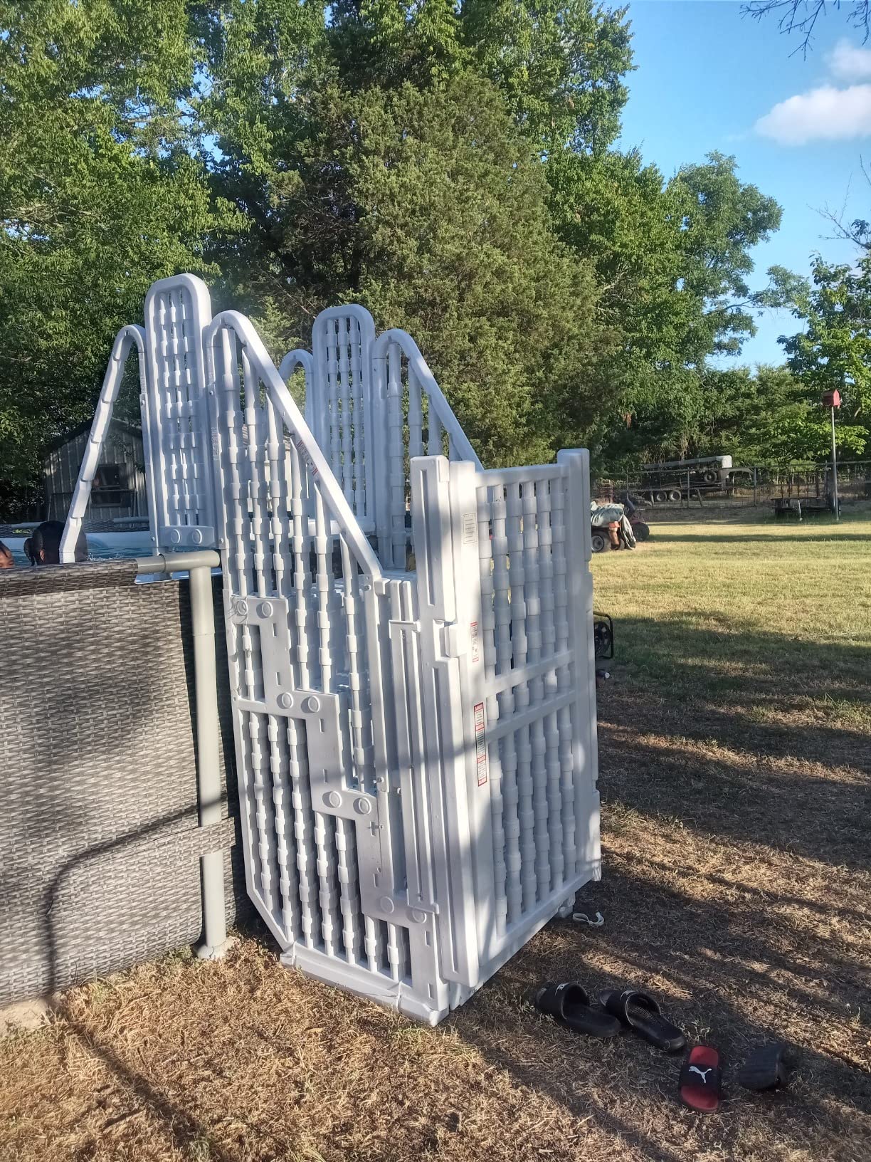 Blue Wave Above Ground Pool Steps with Gate and Bridge - Heavy Duty Stairs with Dual Handrails, 350-lb Capacity - Freestanding for 48 to 54 Inch Deep Pools, No Deck Required customer photo 1