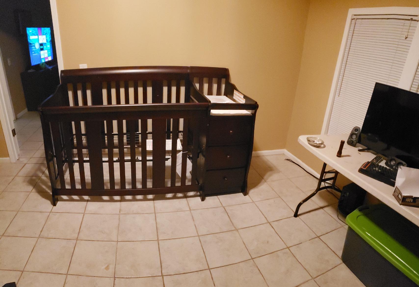 Storkcraft Portofino 5-in-1 Convertible Crib and Changer - Crib and Changing Table Combo with Drawer (Espresso) customer photo 1