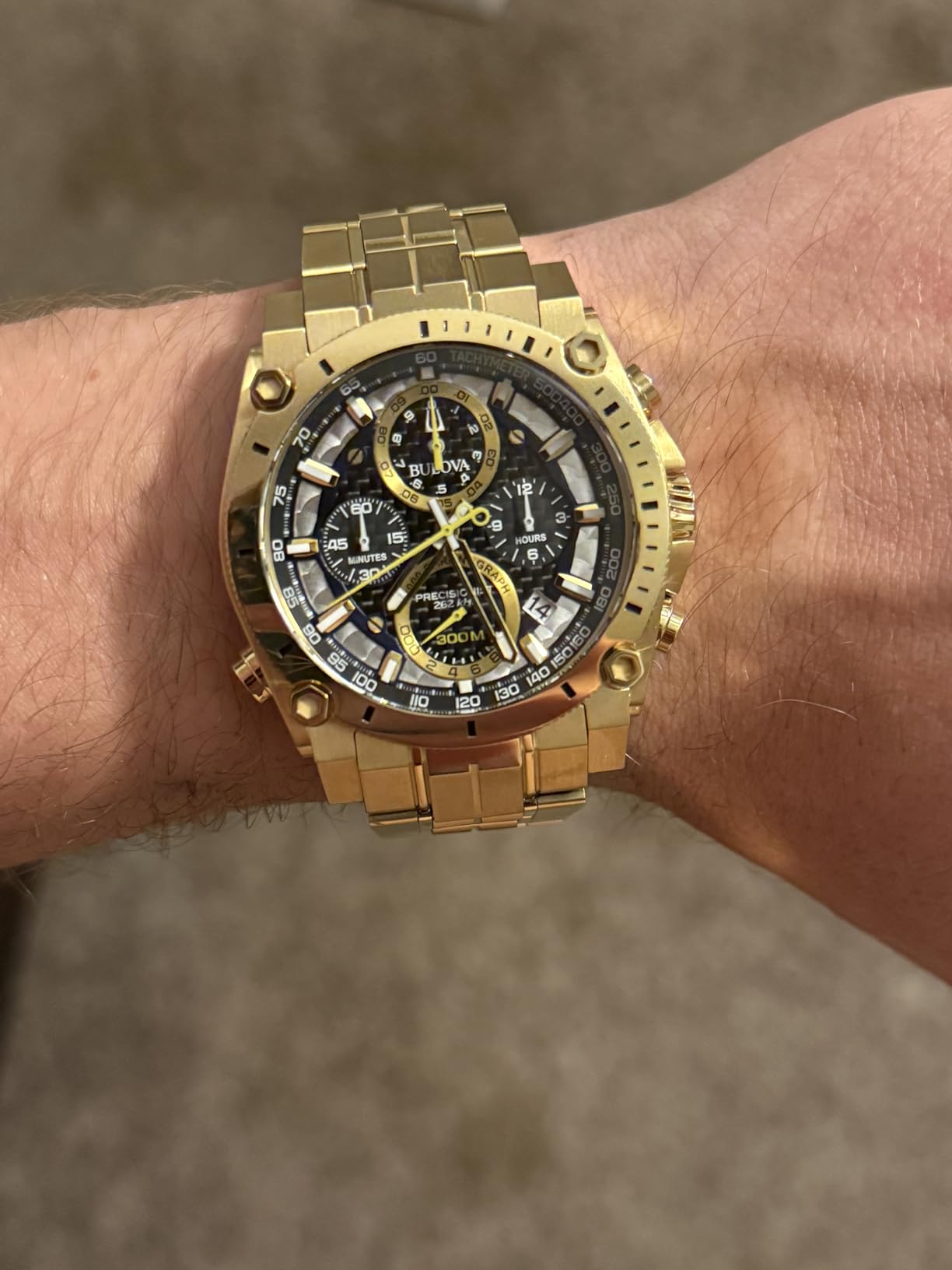 Bulova Men's Icon High Precision Quartz Chronograph Watch, Curved Mineral Crystal customer photo 2