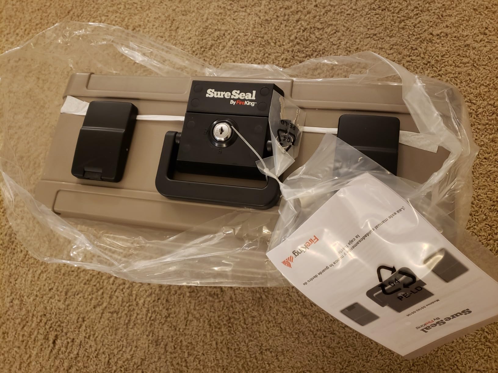 FireKing SureSeal Fire Safe with Key Lock, 1 Half Hour Fire Rated, UL Rated & 100 Hour Water Resistant Home Safe, Portable Home Safes, Taupe customer photo 1