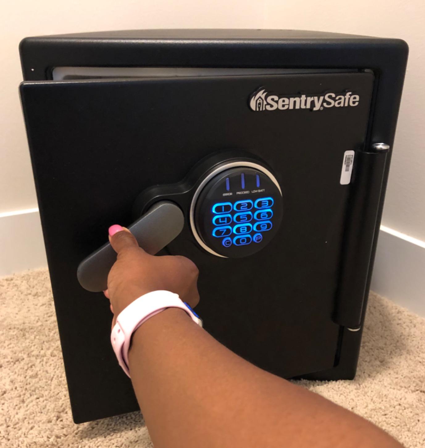 SentrySafe Fireproof and Waterproof Steel Home Safe with Keypad, Floor Safe with Interior Lighting and Shelves, 1.23 Cubic Feet, SFW123FUL customer photo 2
