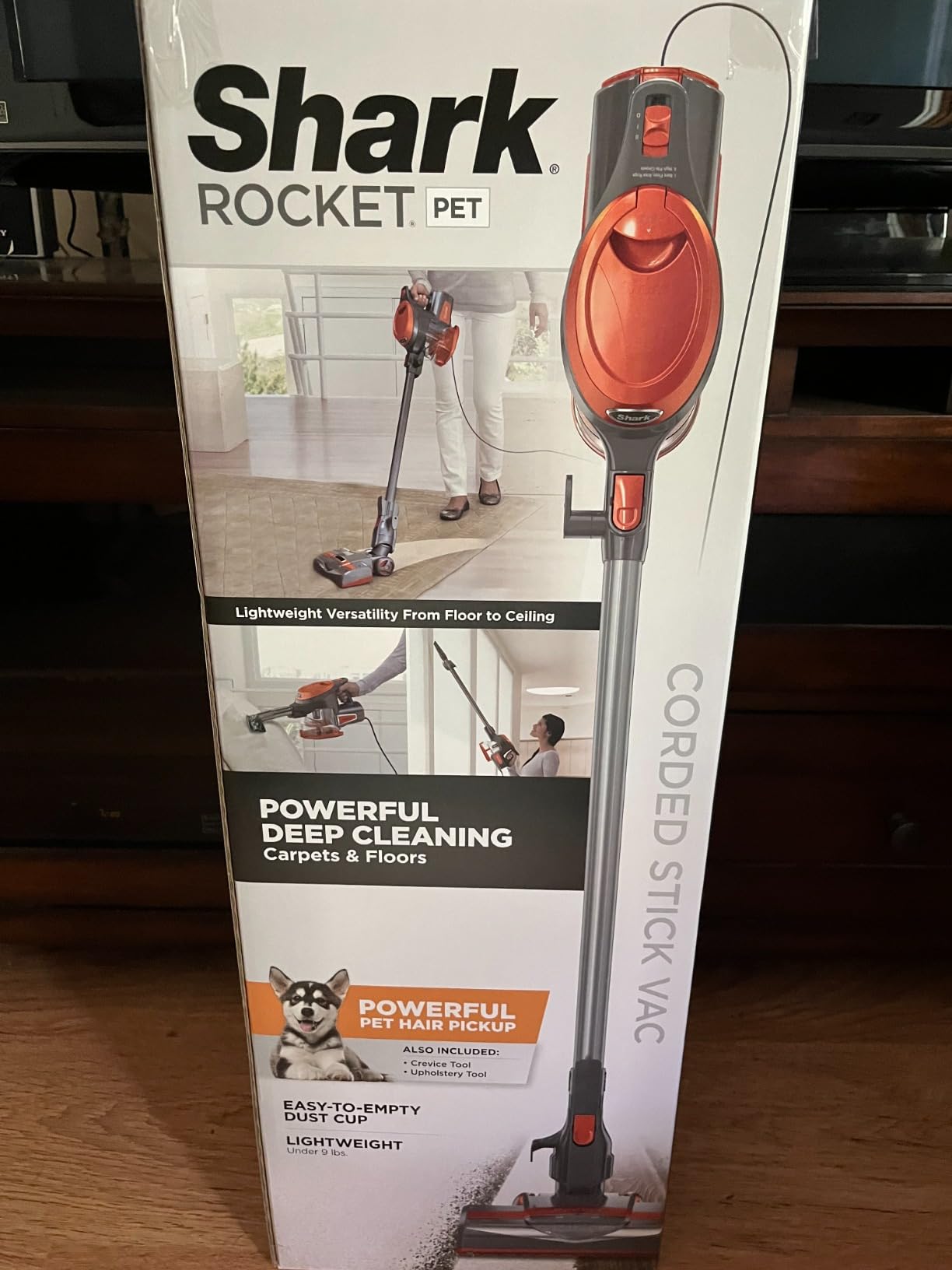 Shark Rocket Ultra-Light Corded Bagless Vacuum for Carpet and Hard Floor Cleaning with Swivel Steering (HV301), Gray/Orange customer photo 1