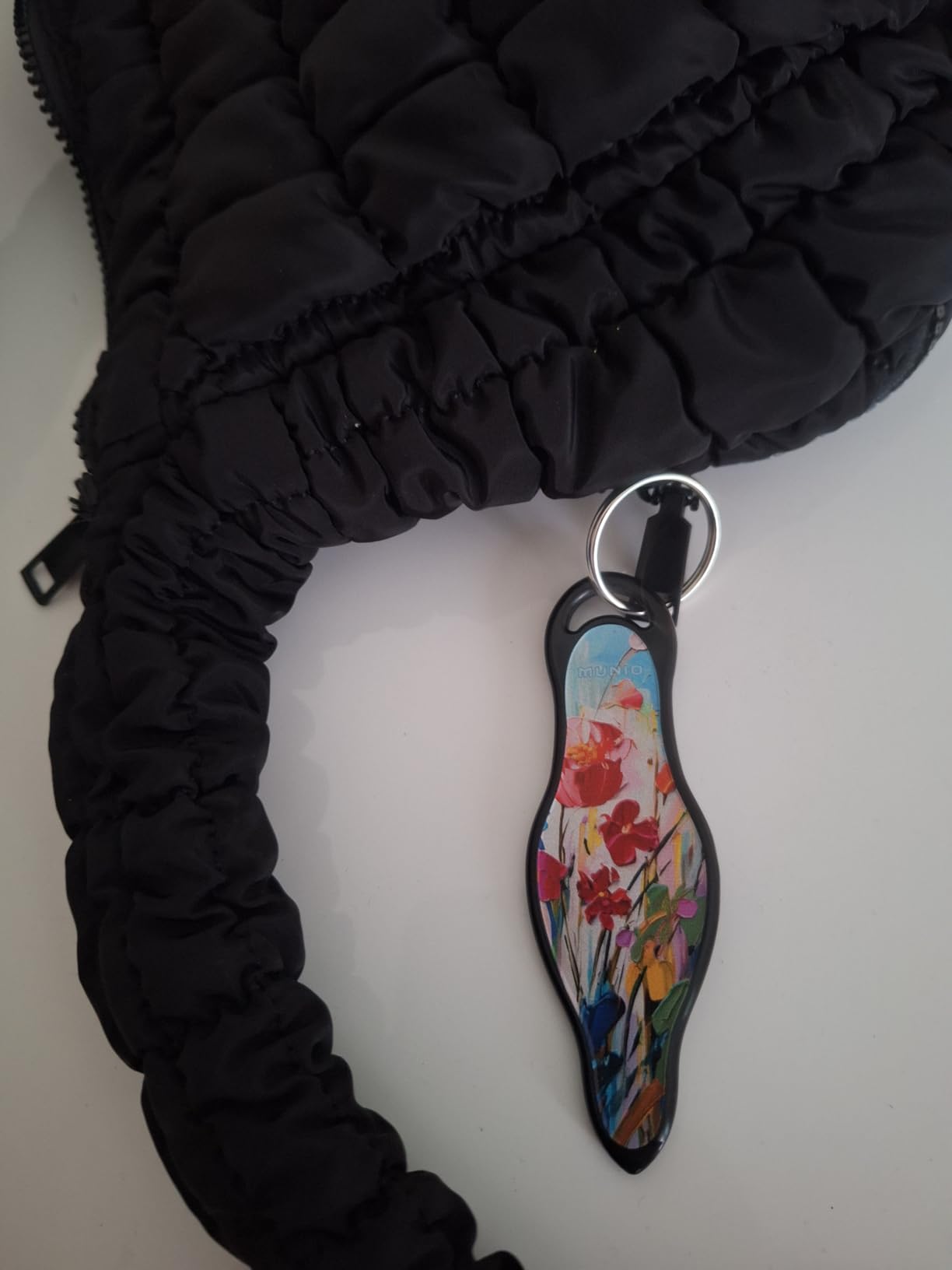 MUNIO Self Defense Keychain - Lightweight, Stylish & Portable Safety Tool for Women & Men - Non-Lethal Kubotan, Easy to Use, TSA Approved - Made in USA - Modern Flowers Design customer photo 1