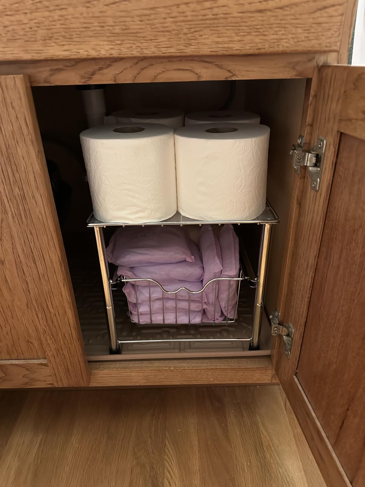 DecoBrothers Stackable Under Sink Organizer with Sliding Basket, Chrome customer photo 2