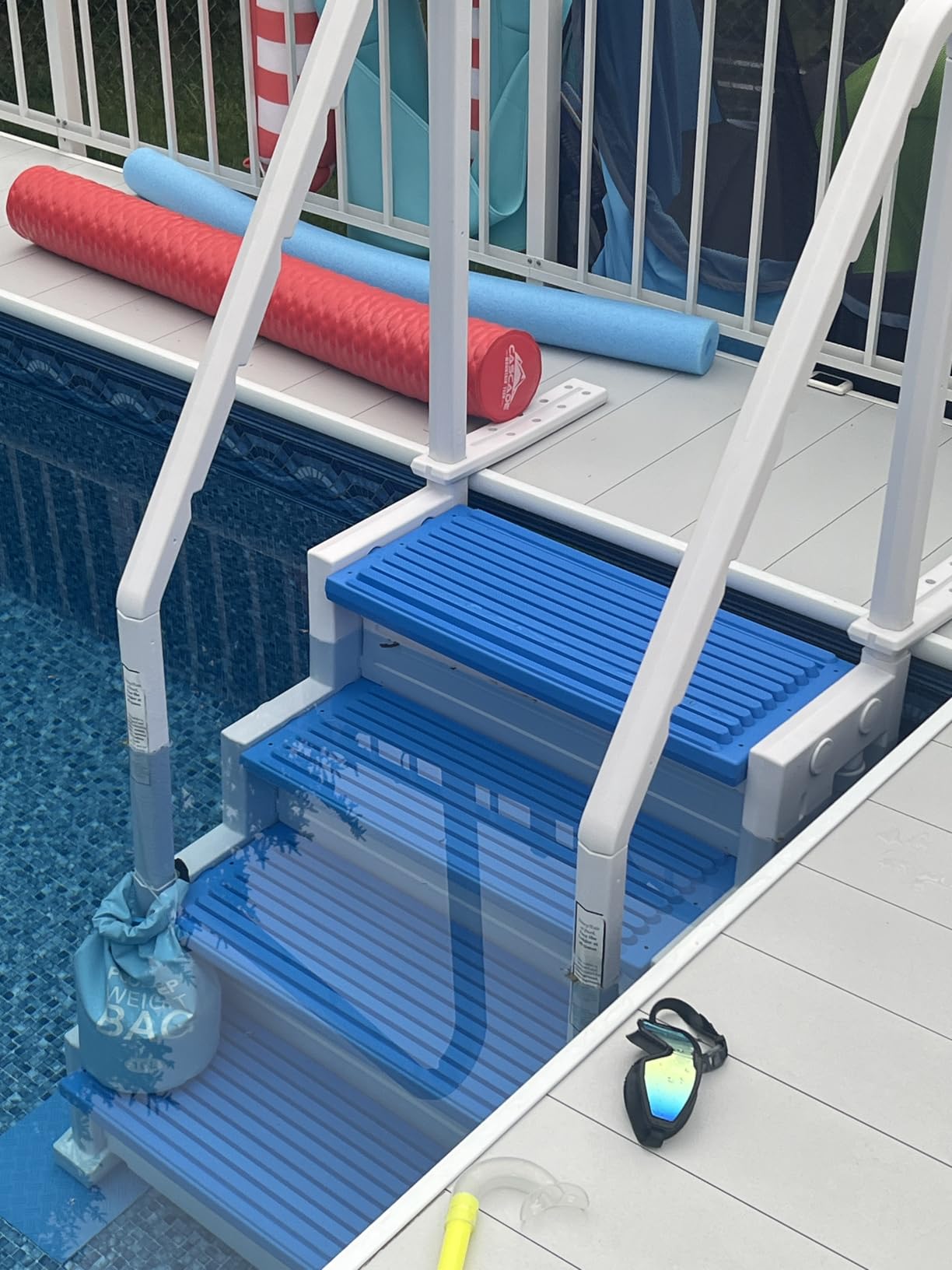 Aqua Select Everest in Pool Steps | White with Blue Steps | for Above Ground Swimming Pools | Mount to Decks 48 to 54 Inches | Safety Stairs Capacity Up to 350 Pounds customer photo 1