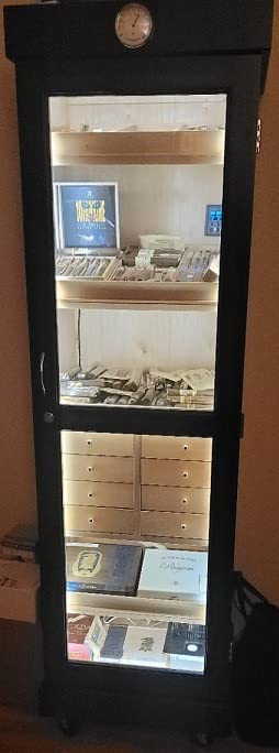 Black Tower Humidor with Adjustable Shelves and Drawers | Large Capacity Cigar Cabinet with Tempered Beveled Glass Door, Hygrometer, and Dried Spanish Cedar Lining - Holds 3000 Cigars customer photo 1