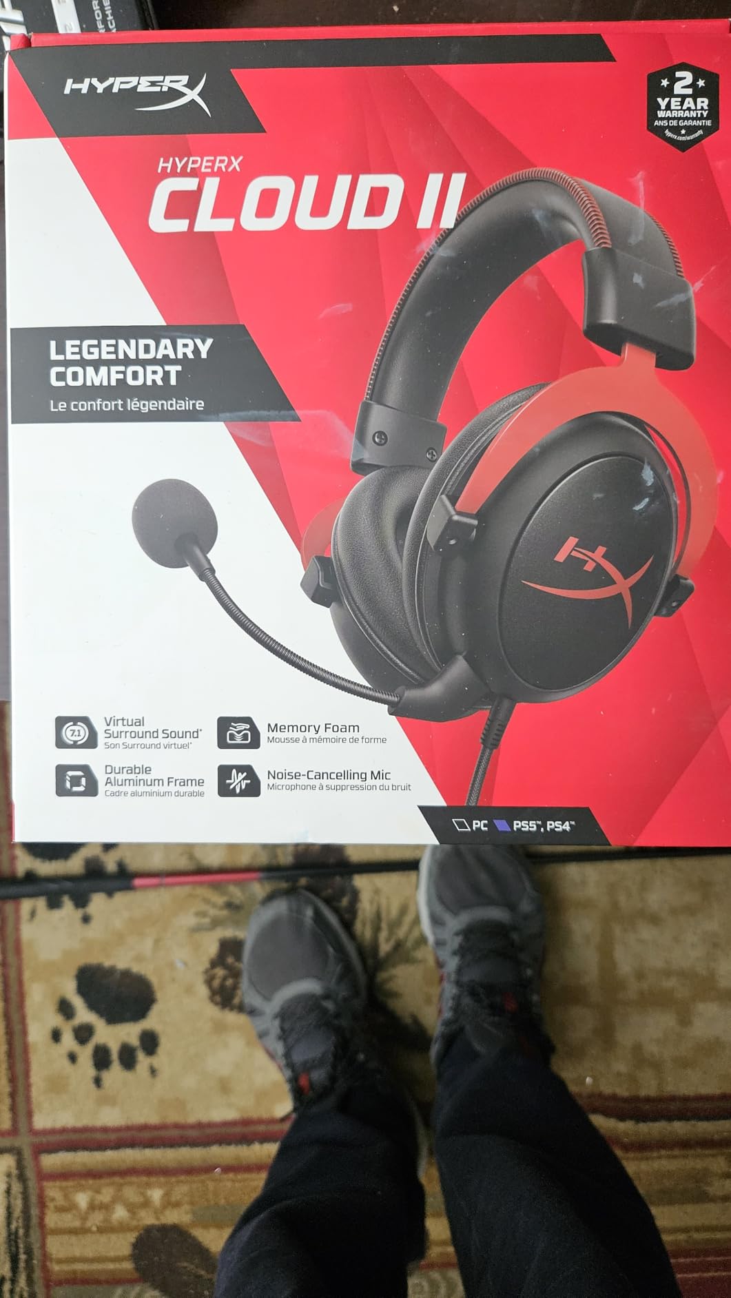 HyperX Cloud II Gaming Headset - 7.1 Surround Sound - Memory Foam Ear Pads - Durable Aluminum Frame - Multi Platform Headset - Works with PC, PS4, PS4 PRO, Xbox One, Xbox One S - Red customer photo 1