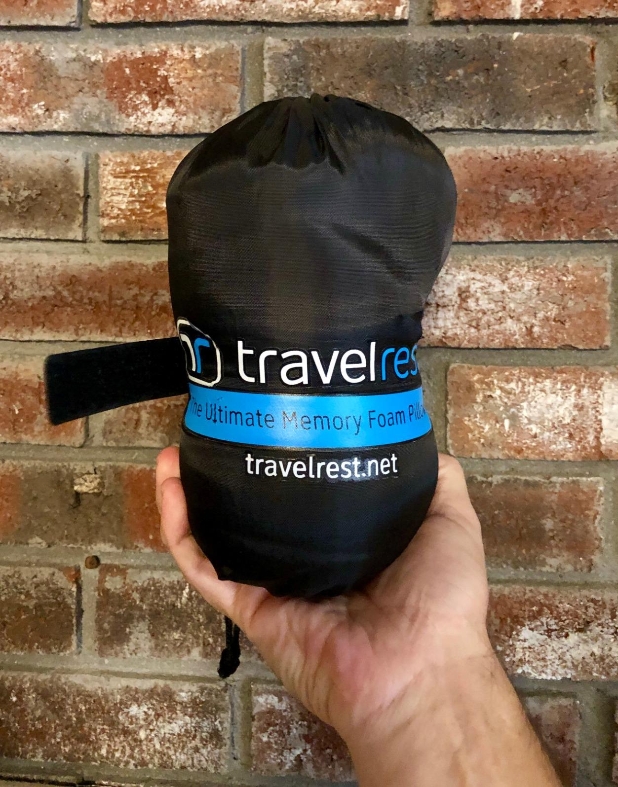 TRAVELREST Sleep Neck Pillow Travel - Travel Essentials, Memory Foam, Neck Support Pillow for Long Flight, Plane Sleeping Accessories, Anti-Slip and Comfortable, Washable, Attaches to Luggage - Blue customer photo 1