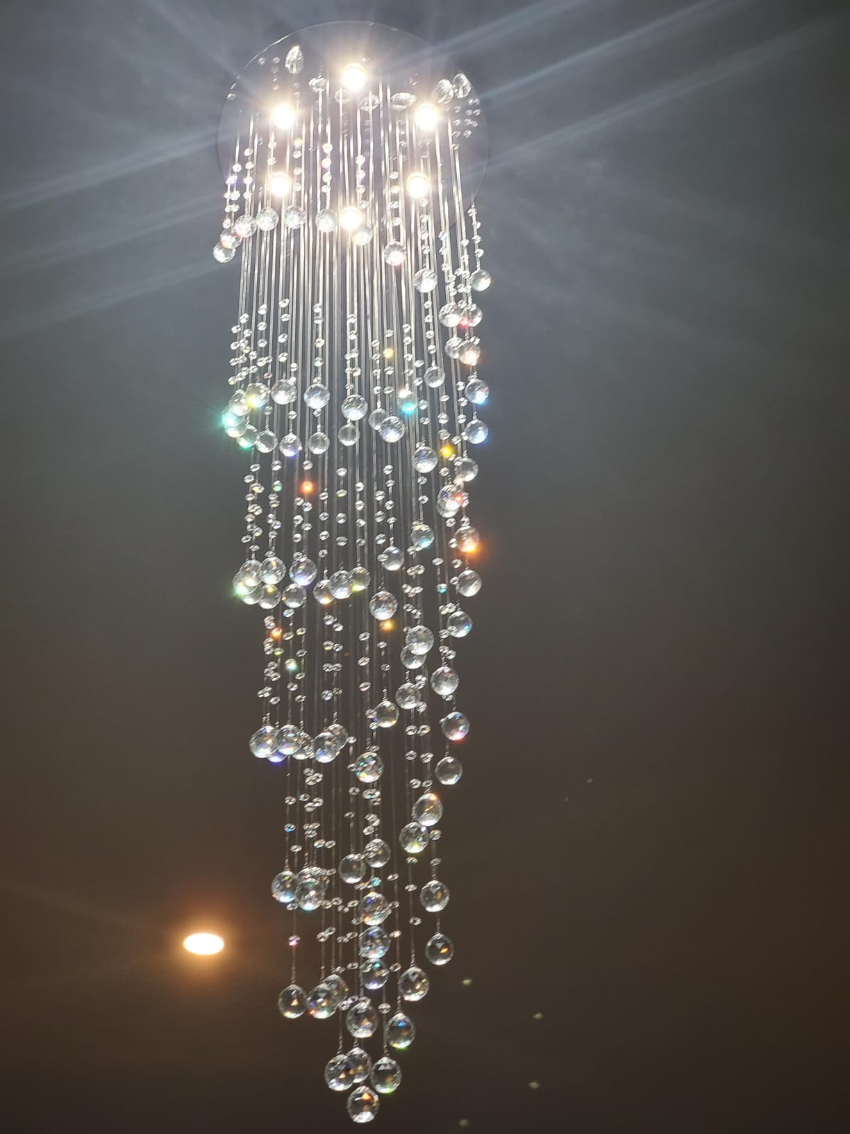 Saint Mossi Modern K9 Crystal Raindrop Chandelier Lighting, Modern Crystal Light Fixture, K9 Crystal Chandeliers, Double Swirl 6 GU10 Bulbs Required customer photo 1