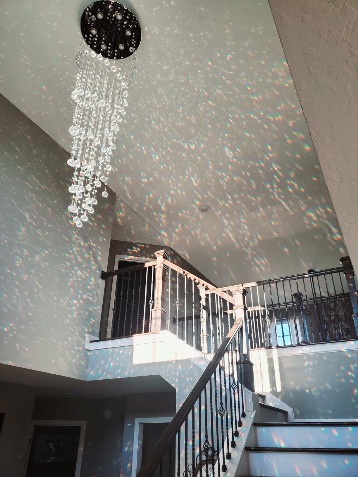 Saint Mossi Modern K9 Crystal Raindrop Chandelier Lighting, Modern Crystal Light Fixture, K9 Crystal Chandeliers, Double Swirl 6 GU10 Bulbs Required customer photo 2