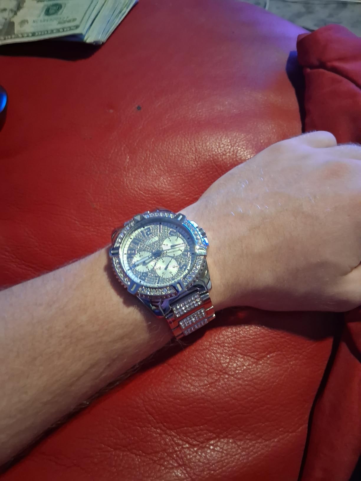 Stainless Steel Gold-Tone Crystal Embellished Bracelet Watch customer photo 2