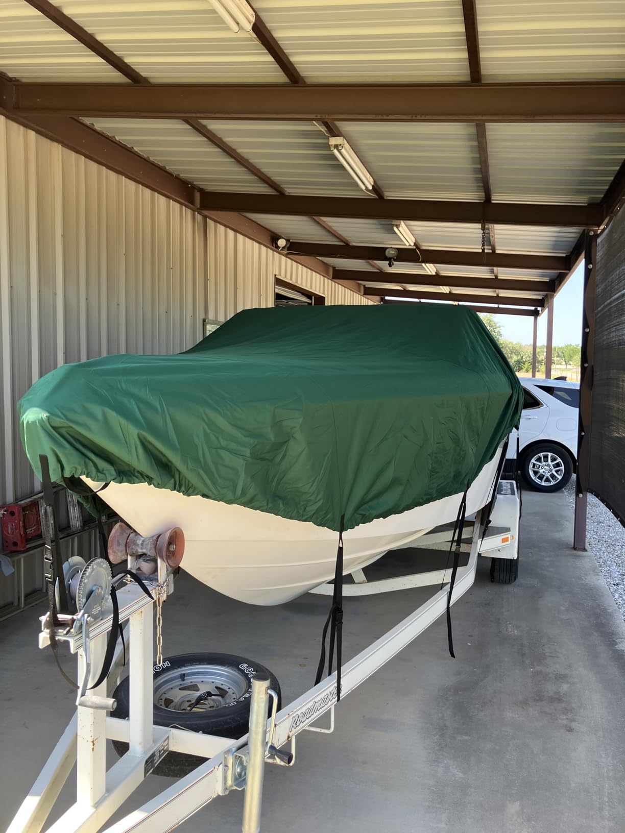 MSC Heavy Duty Oxford Polyester Made Trailerable Boat Cover, Fits V-Hull,Tri-Hull, Runabout Boat Cover (Model C - Length:16'-18.5' Beam Width: up to 94