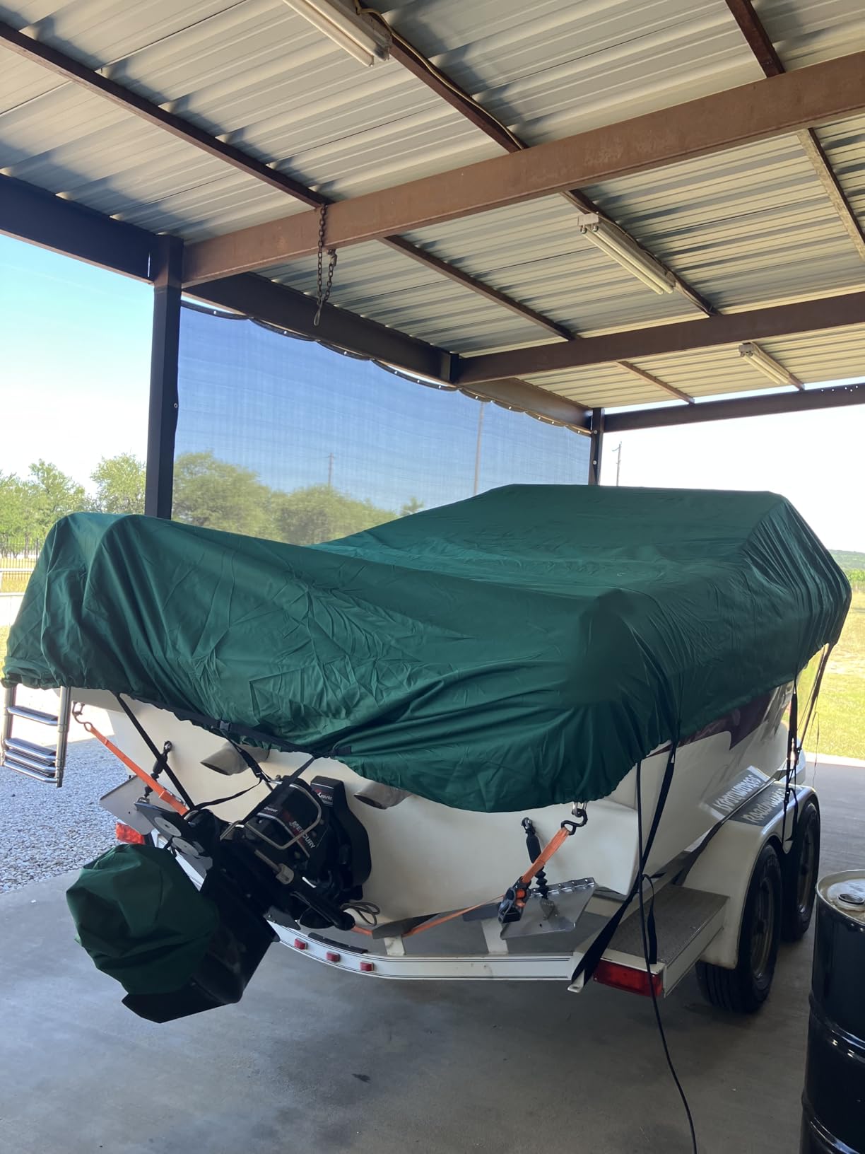MSC Heavy Duty Oxford Polyester Made Trailerable Boat Cover, Fits V-Hull,Tri-Hull, Runabout Boat Cover (Model C - Length:16'-18.5' Beam Width: up to 94
