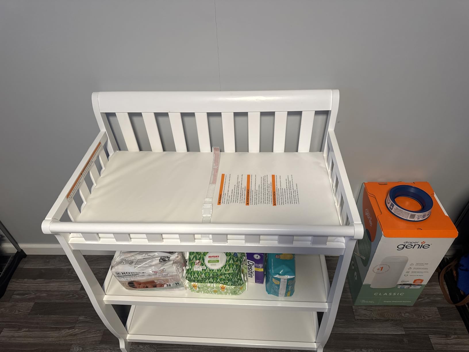 Dream On Me Ashton 2-in-1 Changing Table & Nightstand in White - Solid New Zealand Pinewood, Safety Rails, Spacious Storage Shelves & Water-Resistant Changing Pad, Converts to Nightstand customer photo 1