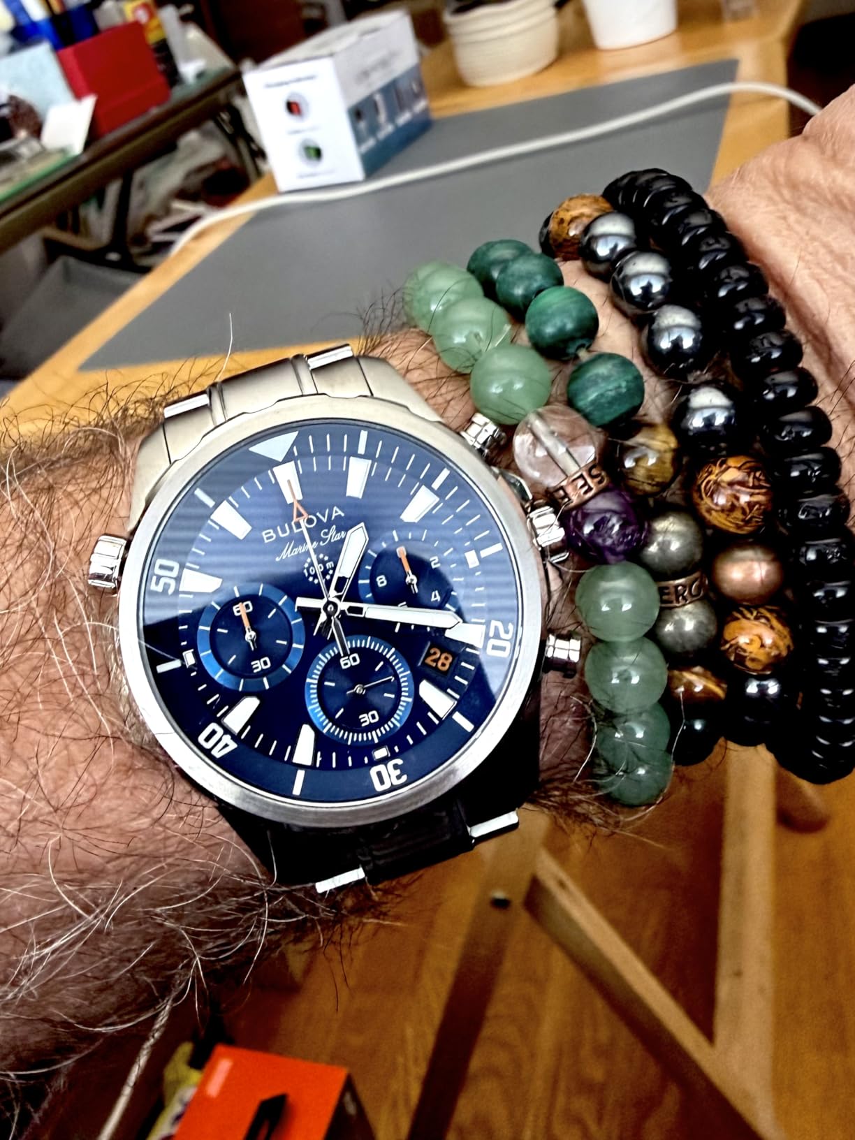 Bulova Men's Marine Star Series B Stainless Steel 6-Hand Chronograph Quartz Watch, 100M customer photo 1