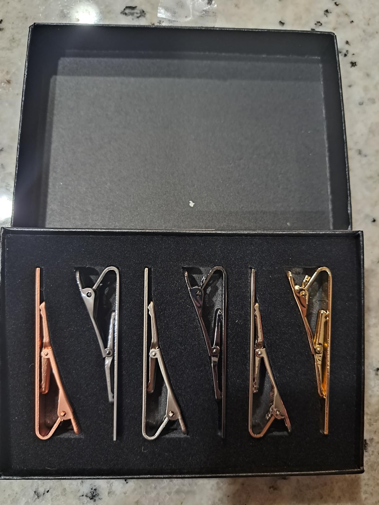 Tie Clips for Men, 6 PACK Tie Clip Set with Elegant Gift Box - Shiny & Matte Tie Clips Black, Silver, Gold Tie Bar Tie Pinch Tie Clasp customer photo 1