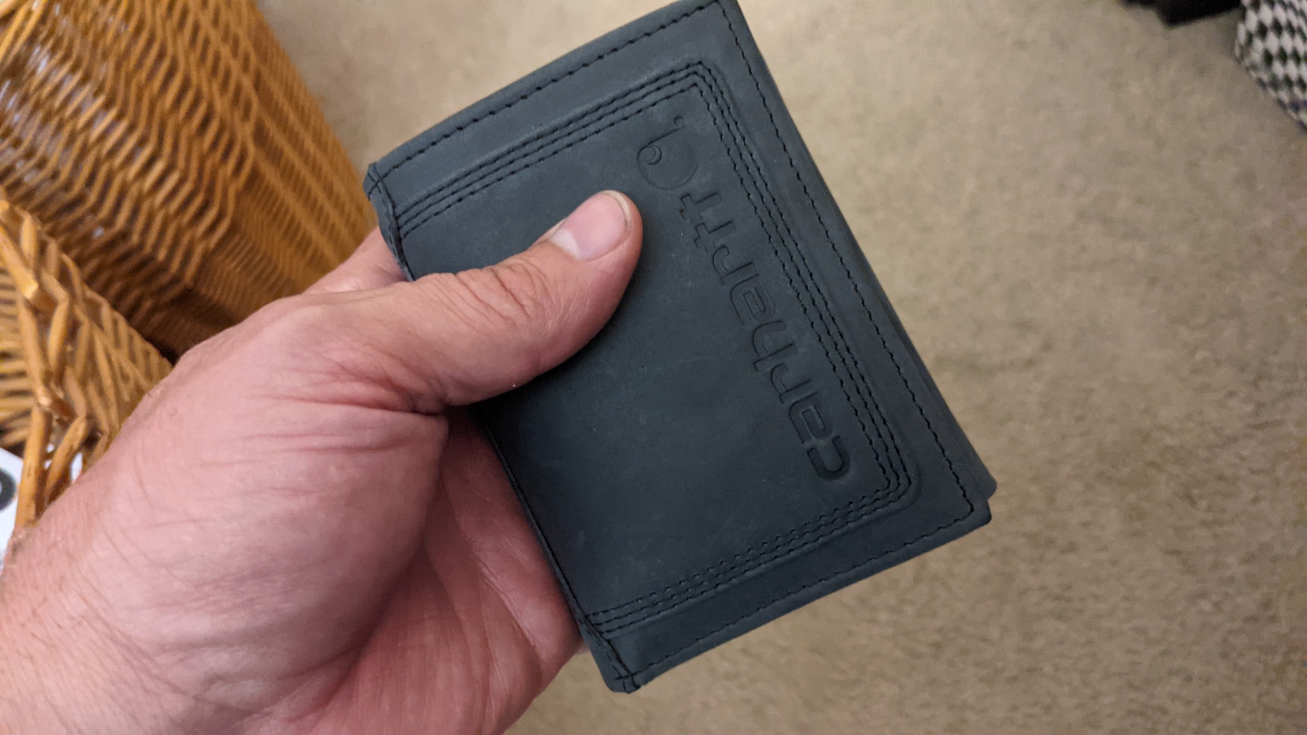 Carhartt Men's Rugged Leather Triple Stitch Wallets, Available in Multiple Styles, Brown (Trifold) customer photo 2