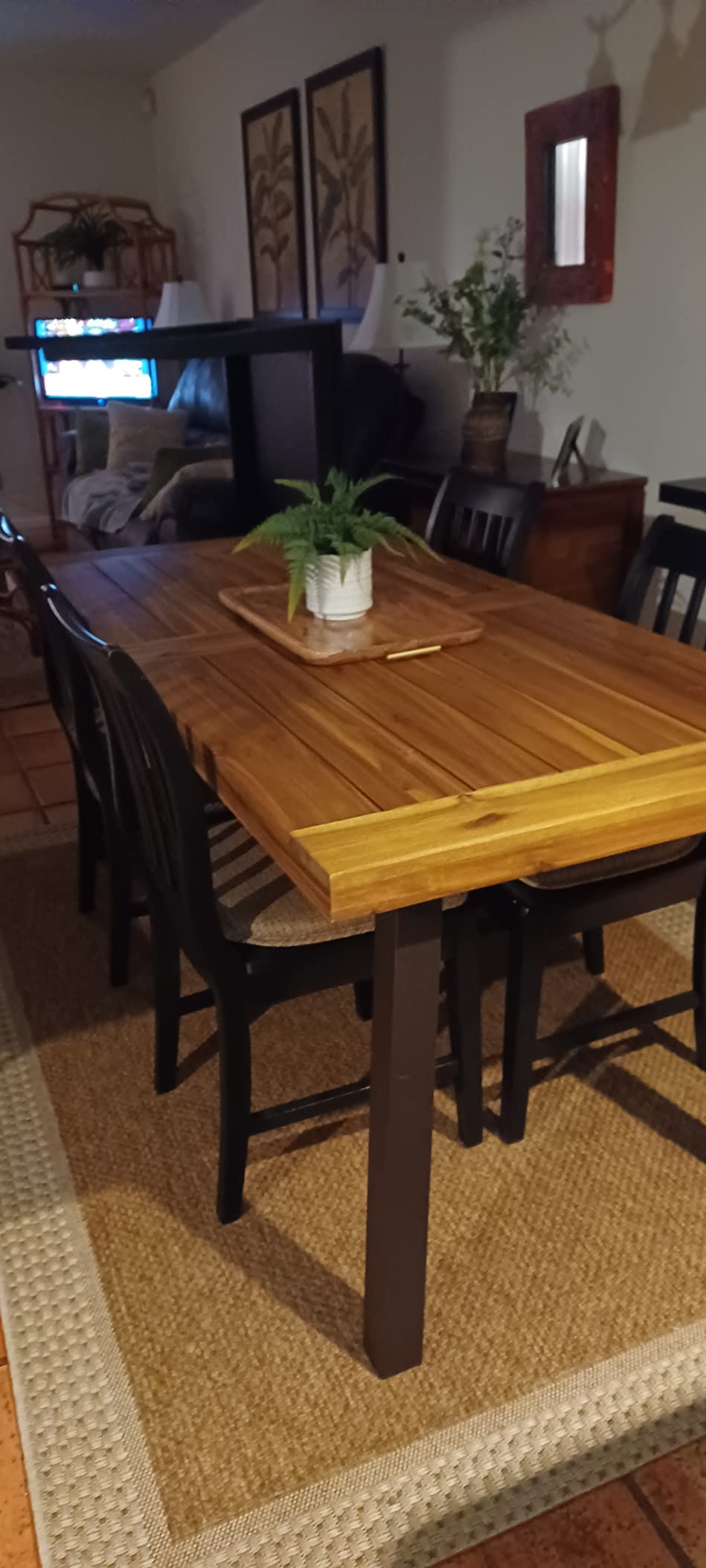 Christopher Knight Home Della Acacia Wood Dining Table, Natural Stained with Rustic Metal, 32.25 in x 69 in x 29.5 in, Brown, Grey customer photo 1