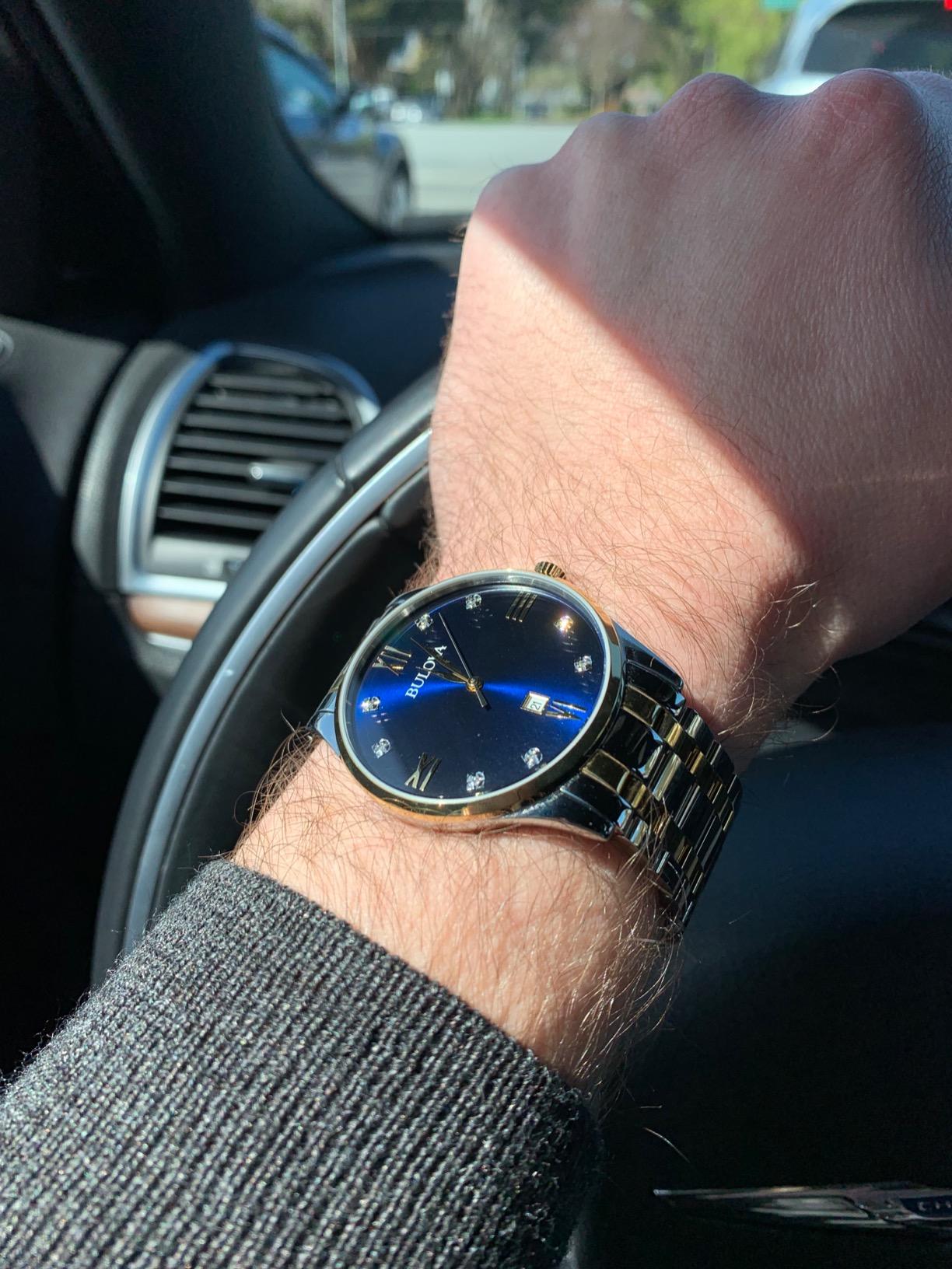 Men's Classic Stainless Steel Watch with Diamonds and Day Date customer photo 2