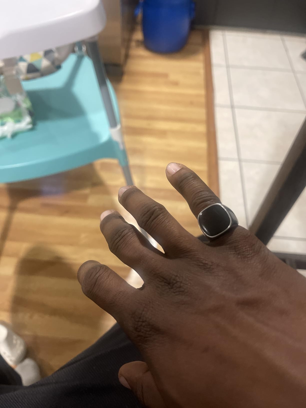 Stainless Steel Classical Simple Plain Black Enamel Signet Pinky Ring customer photo 1