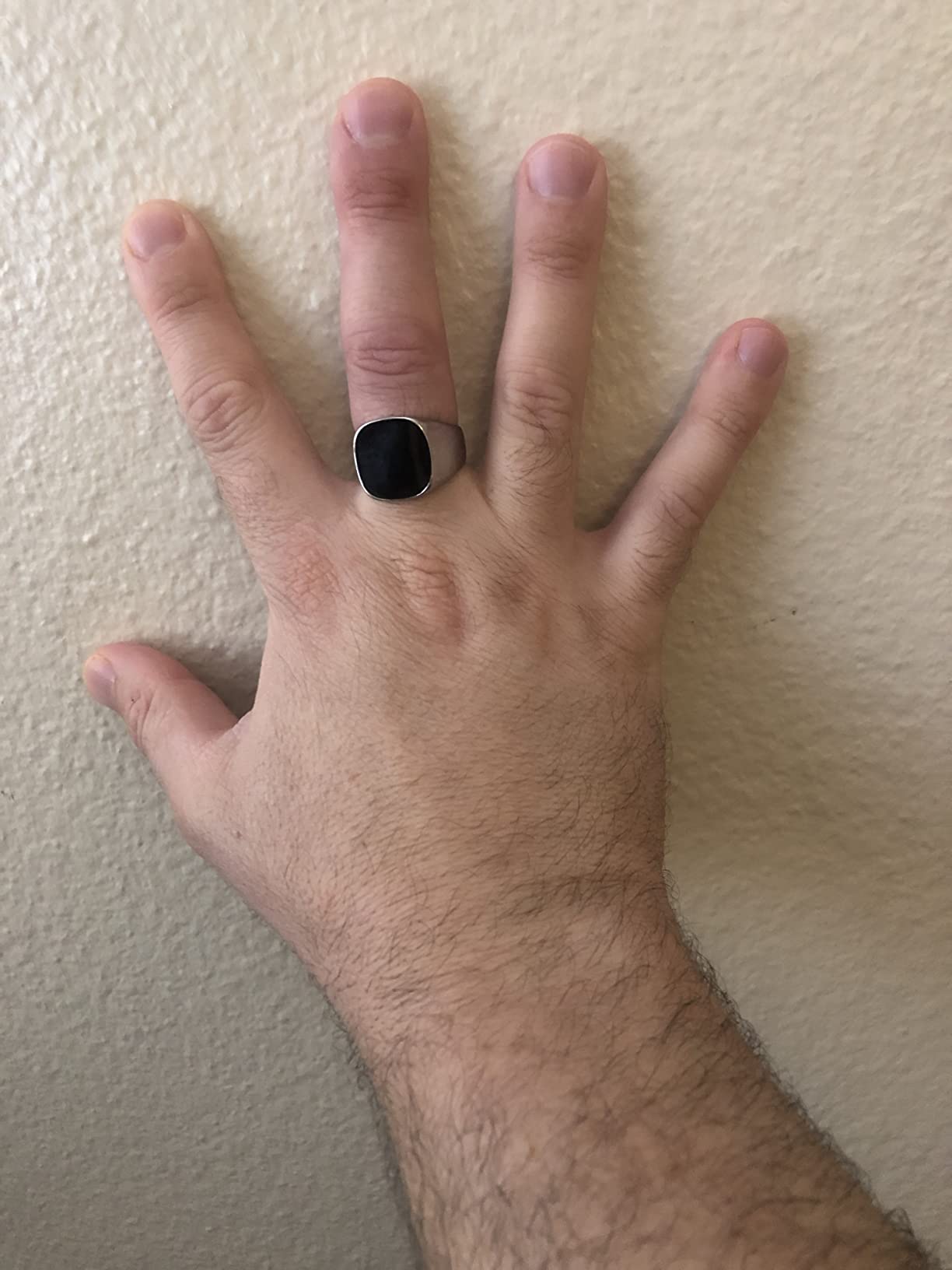 Stainless Steel Classical Simple Plain Black Enamel Signet Pinky Ring customer photo 2