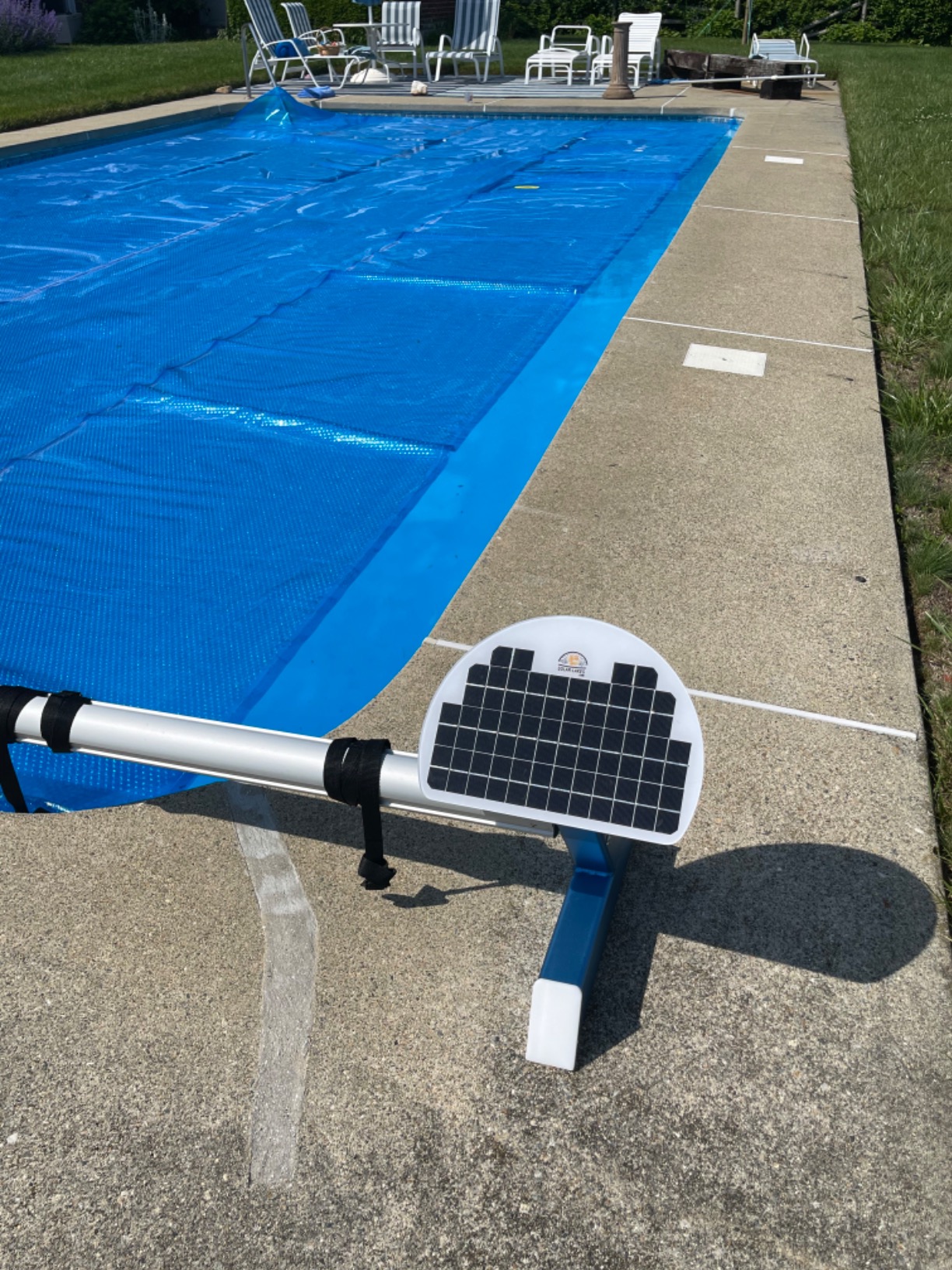Automatic Solar Blanket Cover Reel/Roller - Remote Controlled, Solar Battery Charged/Powered, Motorized Units for in-ground Swimming Pools up to 21x45 ft Size customer photo 1