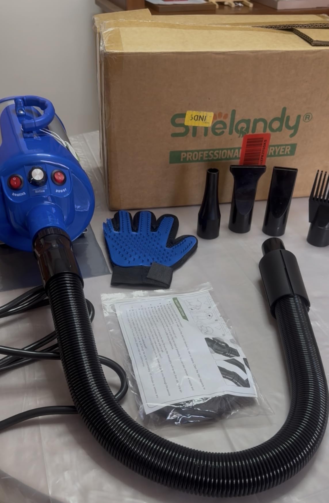 SHELANDY Groomer Partner Pet Hair Force Dryer Dog Grooming Blower with Heater (Blue) customer photo 2