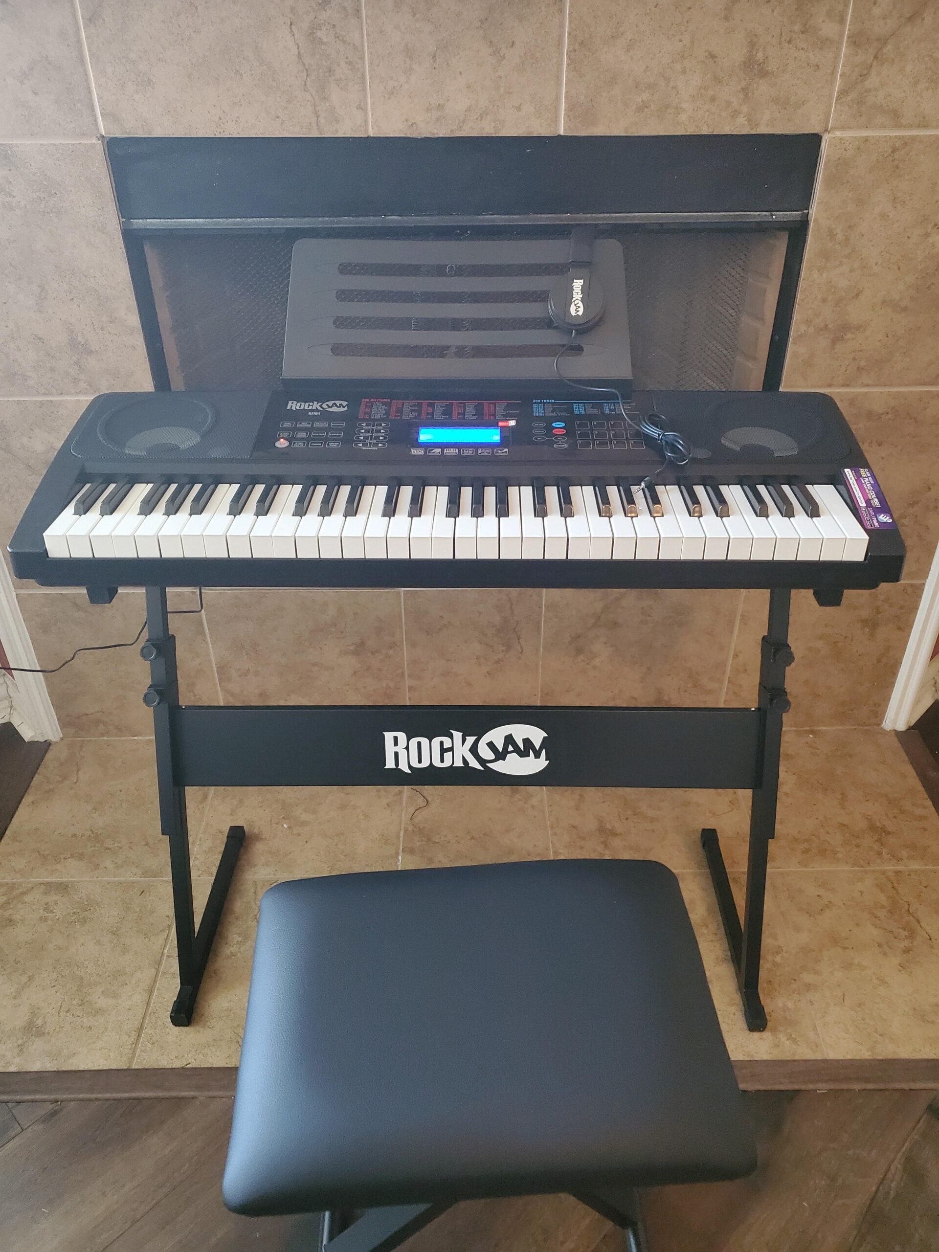 RockJam RJ761 61 Key Keyboard Piano with Keyboard Bench, Digital Piano Stool, Sustain Pedal, Headphones & Lessons customer photo 1