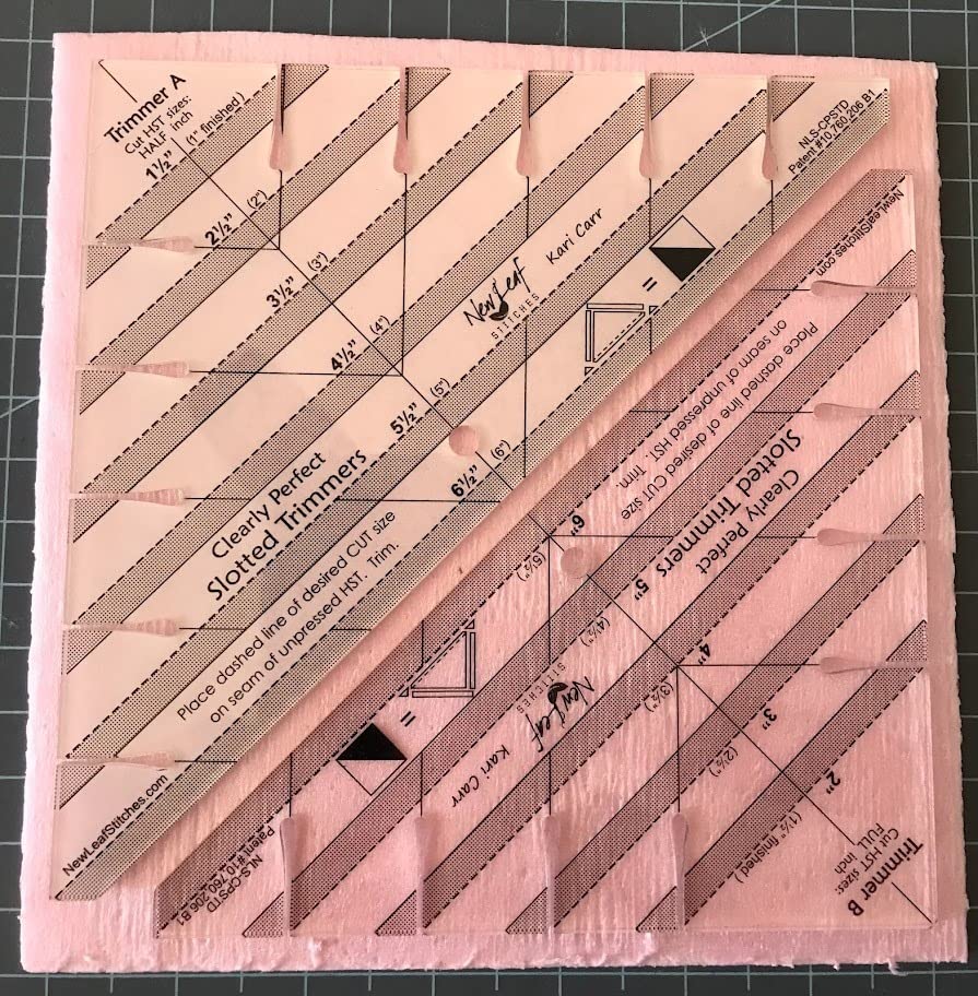 New Leaf Stitches Slotted Trimmer - Acrylic Template Ruler for Accurate Cutting and Trimming - Designed for Half-Square Triangles, Strip Piecing, Block Construction - Ideal Stencil & Tool for Quilters customer photo 2