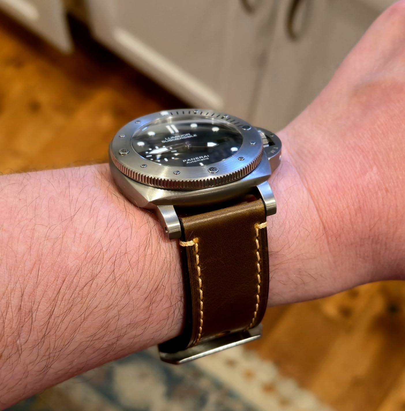 Leather Watch Bands for Men, Vintage Crazy Horse Leather & Vegetable Tanned Leather & Oil Waxed Thick Leather Watch Bands 20mm 22mm 24mm 26mm customer photo 1