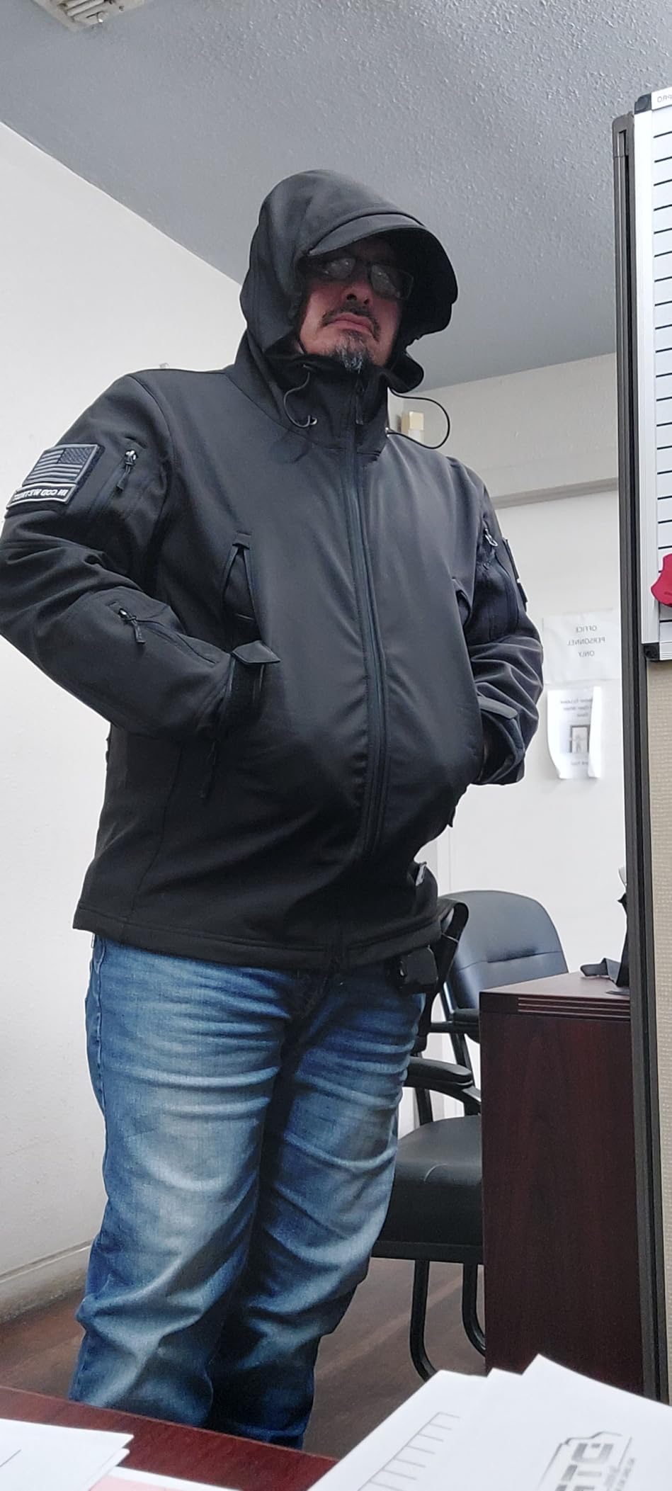 FREE SOLDIER Men's Outdoor Waterproof Soft Shell Hooded Military Tactical Jacket customer photo 2