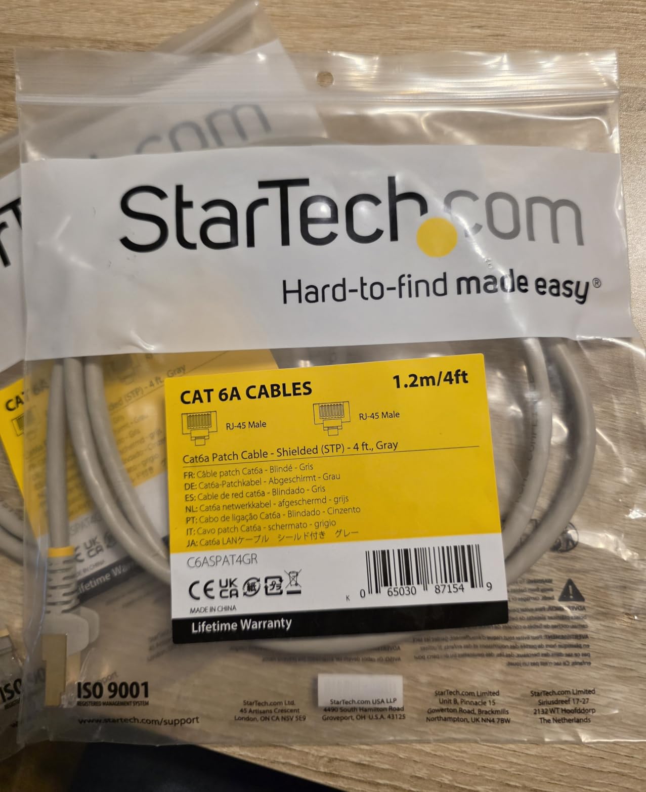 StarTech 6ft CAT6a Ethernet Cable - 10 Gigabit Shielded Snagless RJ45 100W PoE Patch Cord - 10GbE STP Network Cable with Strain Relief - Black - UL, TIA (C6ASPAT6BK) customer photo 1