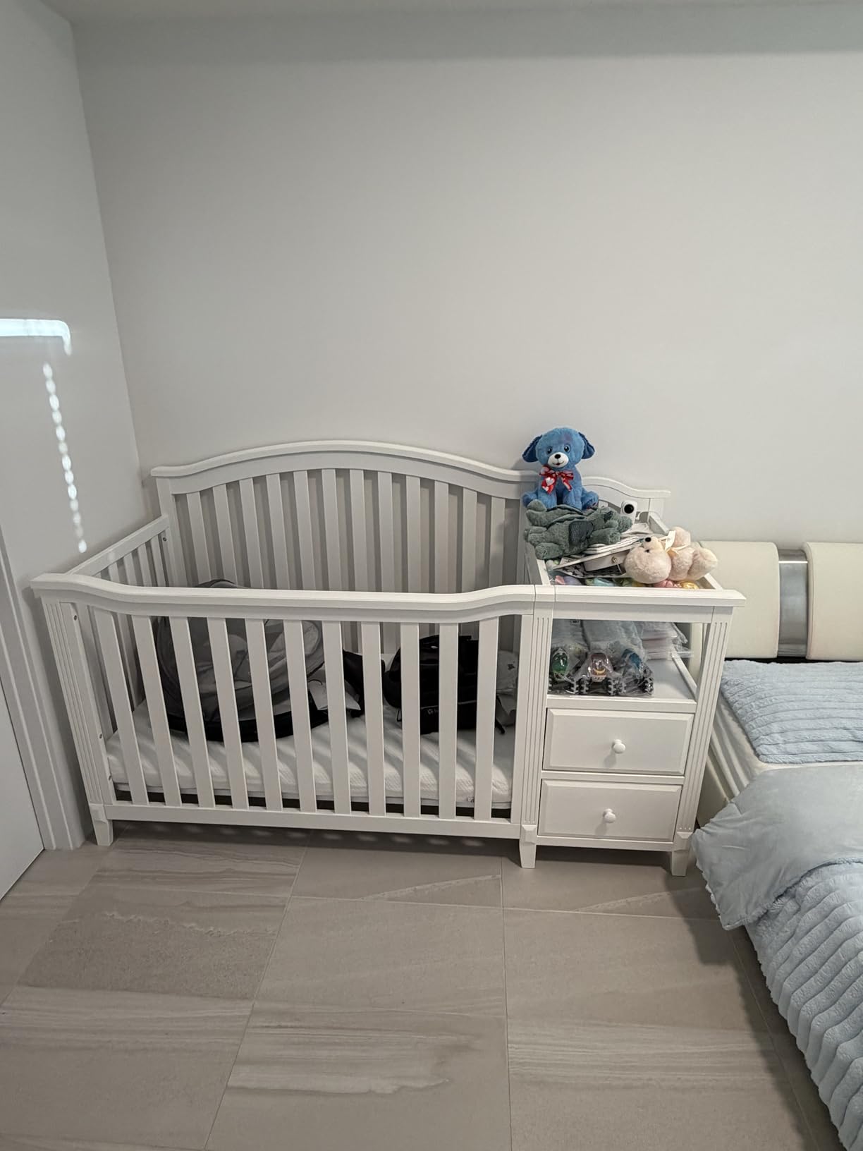 Sorelle Furniture Berkley Crib and Changer with Slat Panel Back - Convertible Diaper Changing Table (Gray) customer photo 1