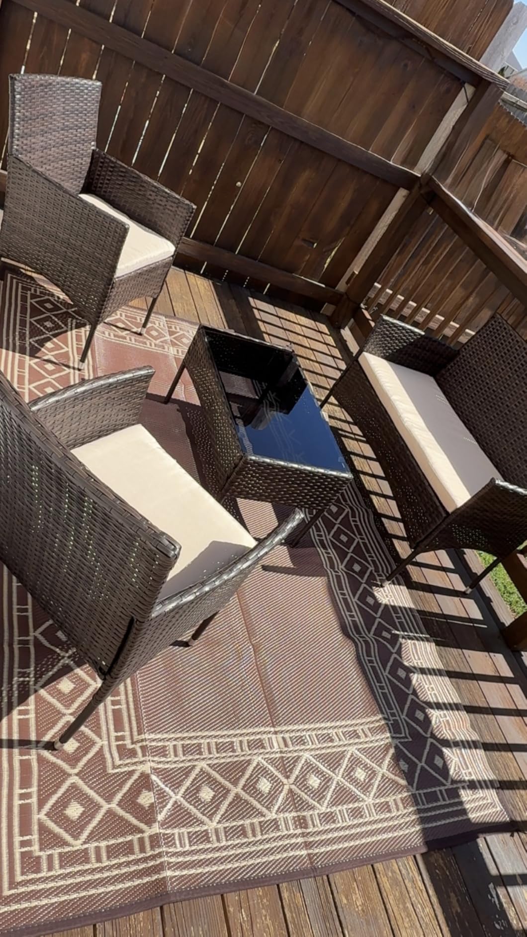 Homall 4 Pieces Outdoor Patio Furniture Sets Rattan Chair Wicker Set, Outdoor Indoor Use Backyard Porch Garden Poolside Balcony Furniture (Brown and Beige) customer photo 2
