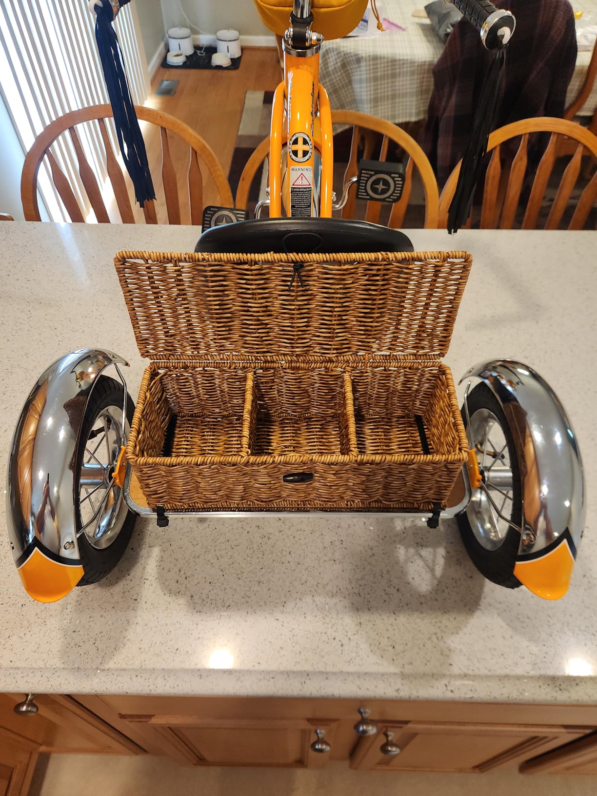 Schwinn Roadster Bike for Toddler, Kids Classic Tricycle, Low Positioned Steel Trike Frame with Bell and Handlebar Tassels, Rear Deck Made of Genuine Wood, for Boys and Girls Ages 2-4 Year Old, Orange customer photo 2
