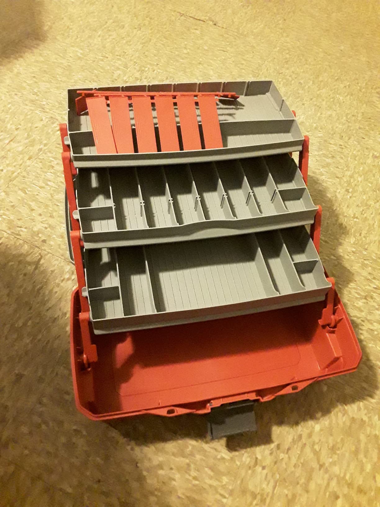 Flambeau Outdoors 6383TB 3-Tray Tackle Box - Classic Fishing Lure Storage Organizer, Large Portable Tackle Box, 32 Tray Compartments, Red/Gray customer photo 1