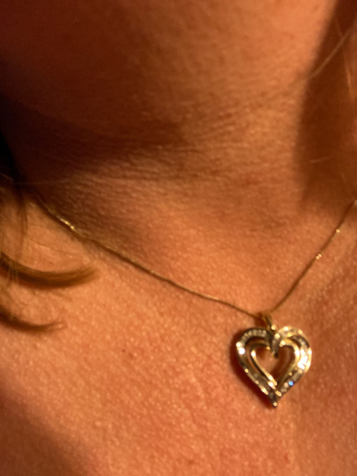 Jewelili Heart Pendant Necklace for Women | Fine Jewelry with Natural White Round & Baguette Diamonds 1/4 or 1/2 CTW | Sterling Silver or Yellow/Rose Gold Plated | 18
