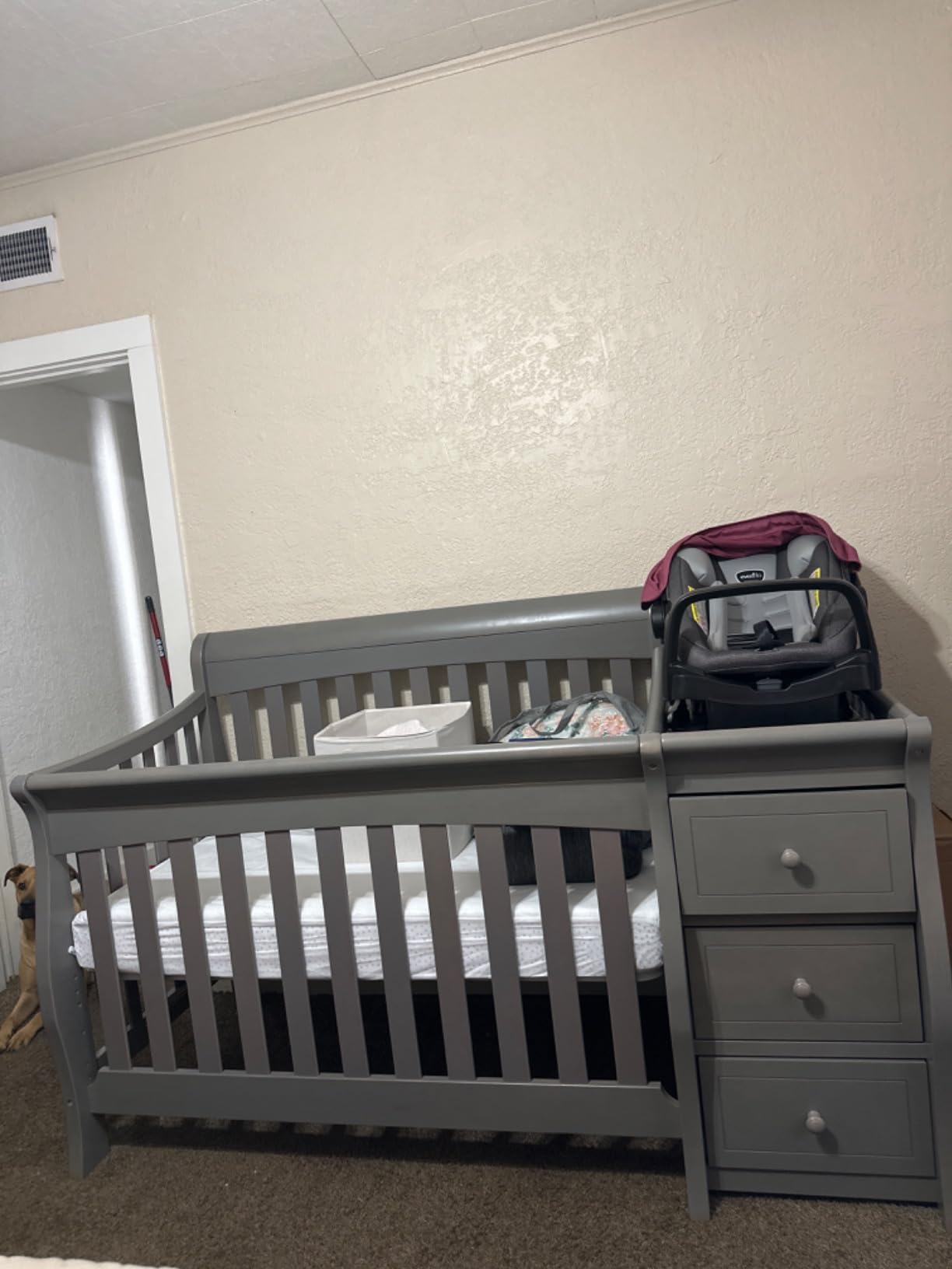 Sorelle Furniture Princeton Elite Crib and Changer - Convertible Diaper Changing Table, Made of Pine Wood (Weathered Grey) customer photo 1