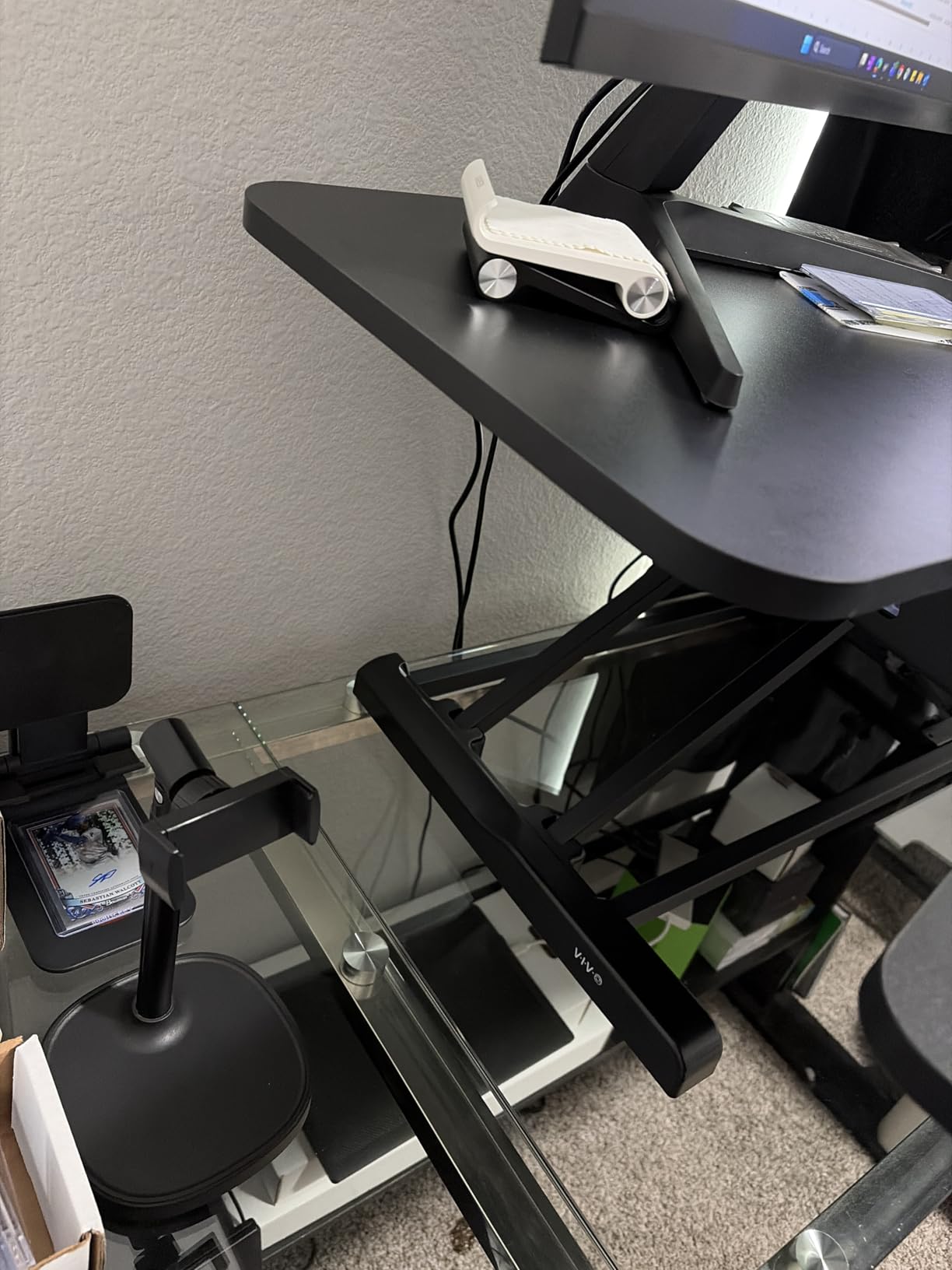 VIVO 32 inch Desk Converter, K Series, Height Adjustable Sit to Stand Riser, Dual Monitor and Laptop Workstation with Wide Keyboard Tray, Black, DESK-V000K customer photo 2
