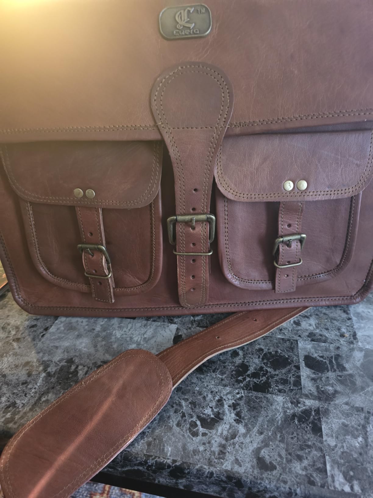 cuero Leather Messenger Bag for Men, 18 Inch Laptop Crossbody, Handmade Leather Shoulder Satchel Bag, Full Grain Business Briefcase for Office/Work/Travel - Vintage Brown customer photo 1